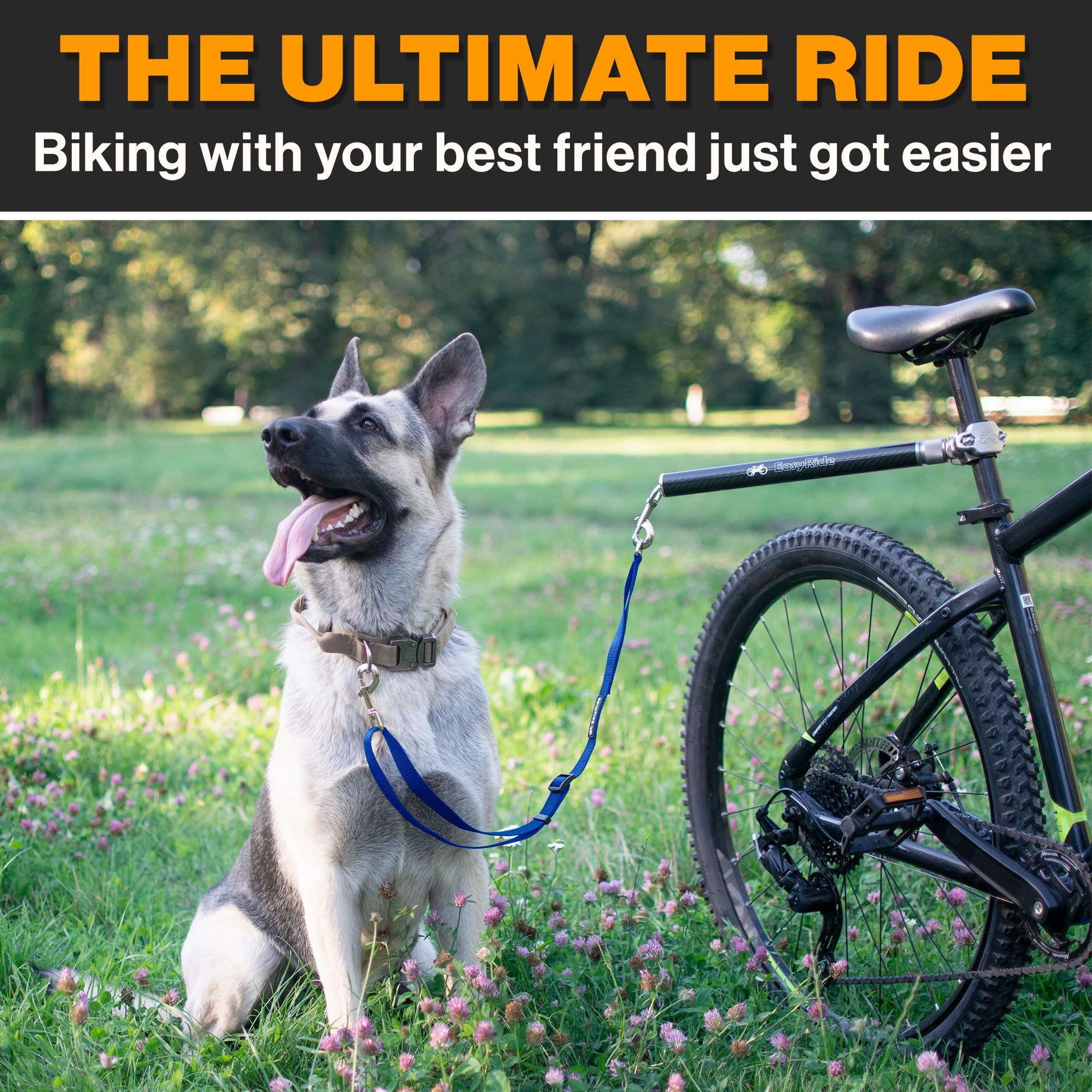 V2.0-Correa giratoria de 180° para Bicicleta de Perro, con amortiguadores y Mecanismo de fijación rápida, Fibra de Carbono, Desmontable, Ajustable para el Paseo más Suave, Pendiente de Patente