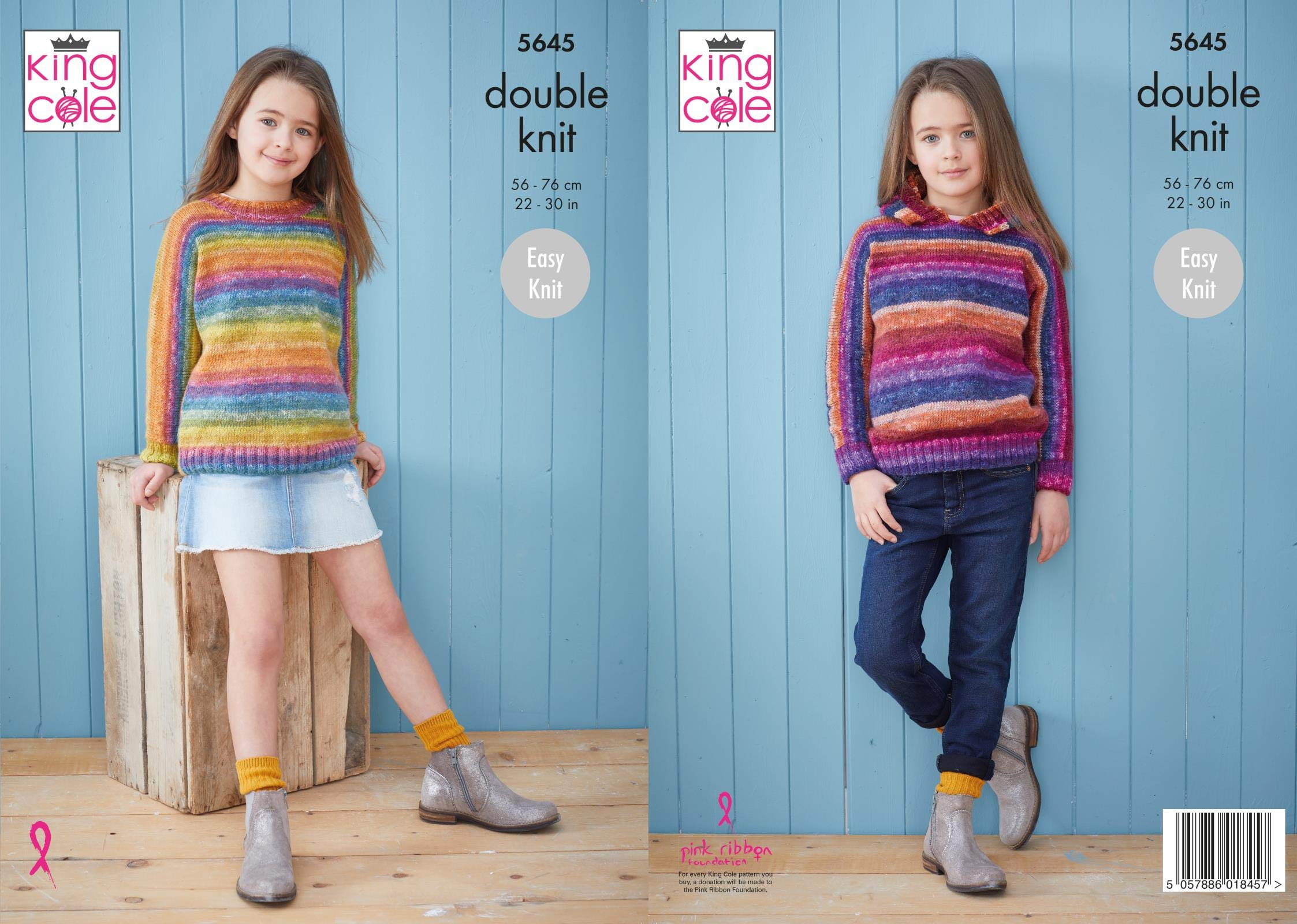 King Cole 5645 Knitting Pattern Childrens Easy Knit Hoodie and Sweater in Bramble DK