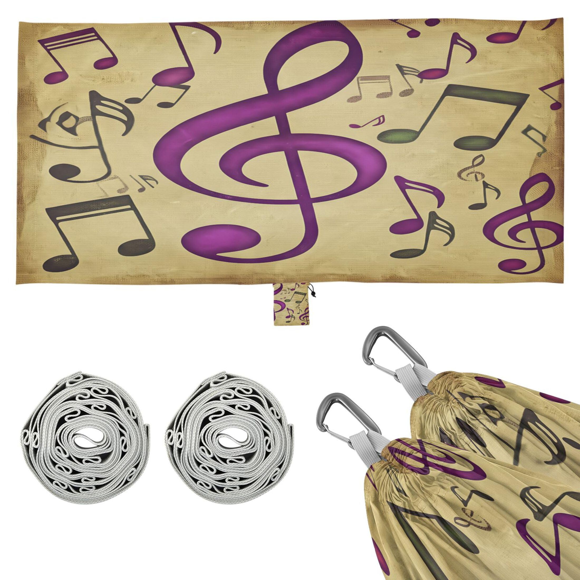 Takiito Musical Notes Hammock 330 lb Capacity Travel Camping Hammock with Tree Straps, Portable Lightweight for Outdoor Beach Backpacking Backyard Patio