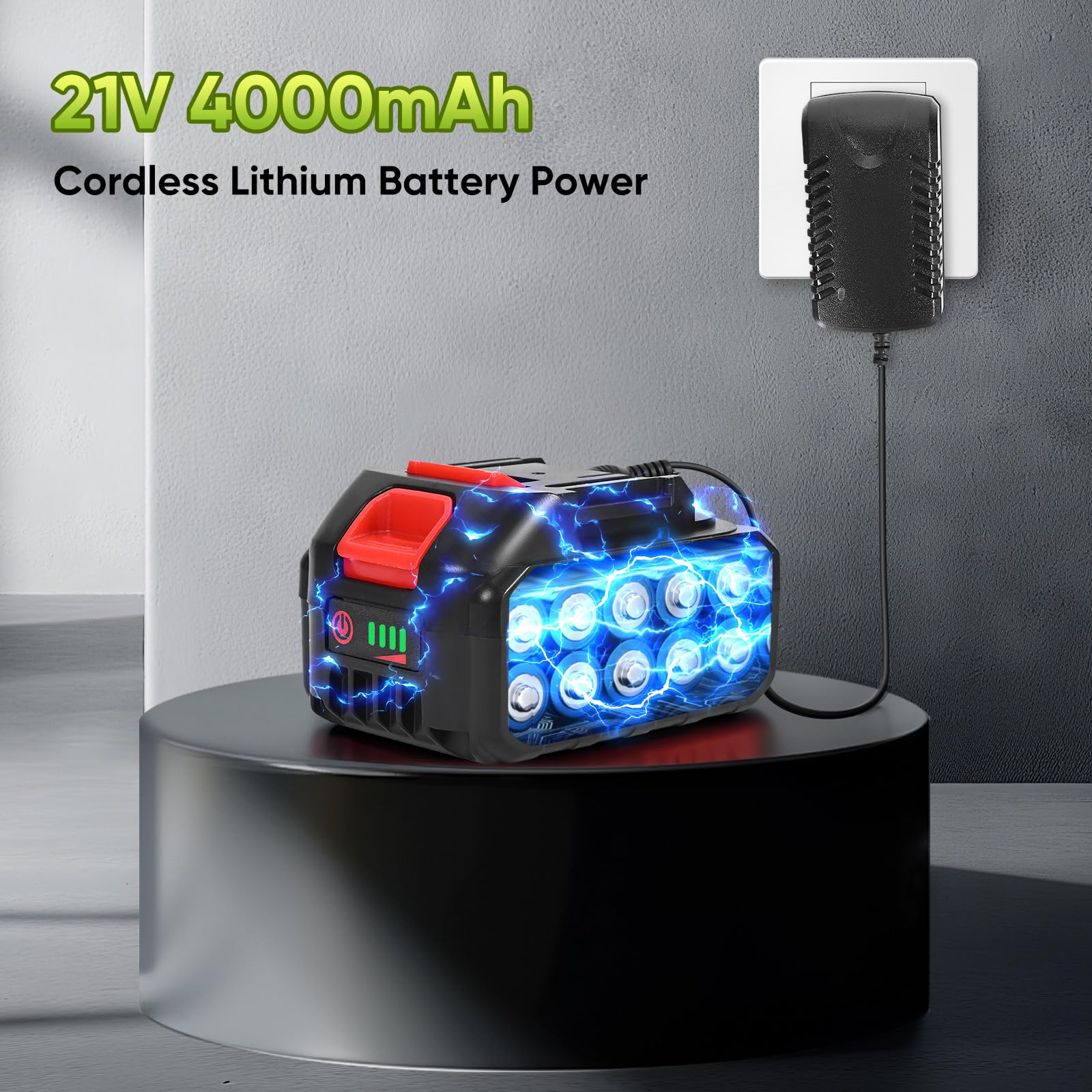 Gato hidráulico eléctrico 5T, Gato eléctrico con batería de 4.0Ah, Rango de elevación 15-53cm, Cargador con Bomba Inflable y luz LED para Coche, SUV, limusina, MPV