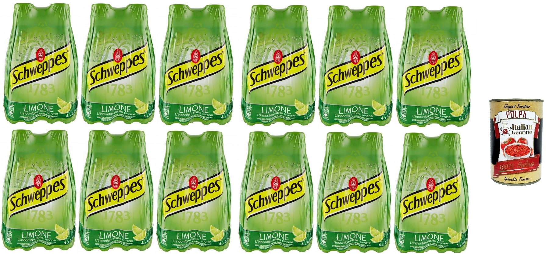 Italian Gourmet Tonica Limone bibita Tonic Zitrone PET 12 x 250ml frisch | Gusto agrumato e frizzante, herber Geschmack, ideale per aperitivi, cocktail, Gesamtnettogewicht 1 L + Kostenlos Polpa 400g