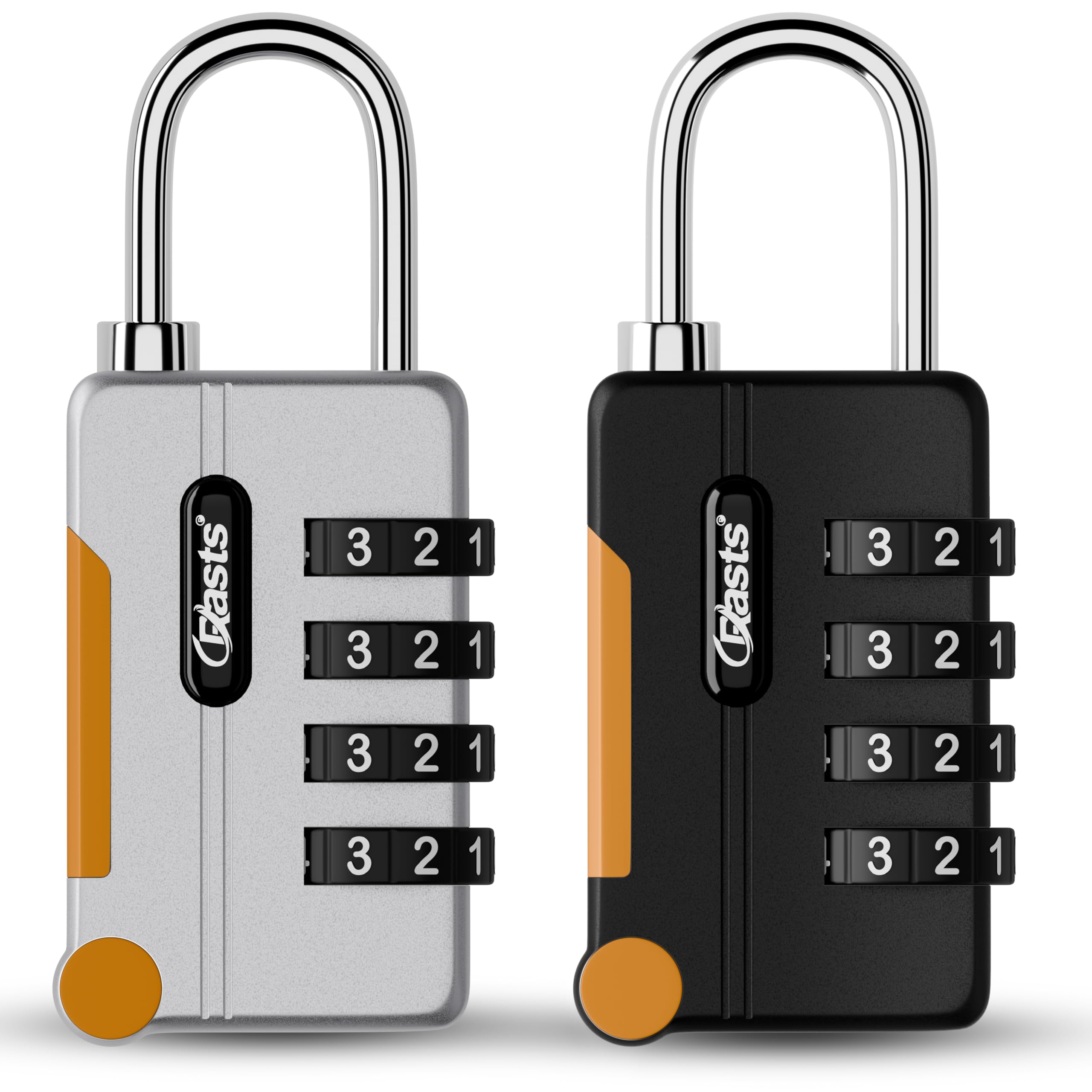 Crasts Luggage Number Lock - 4 Digit Combination Padlocks with a Hardened Steel Shackle - Travel Locks for Suitcases & Bag Number Locks (Black,Silver)
