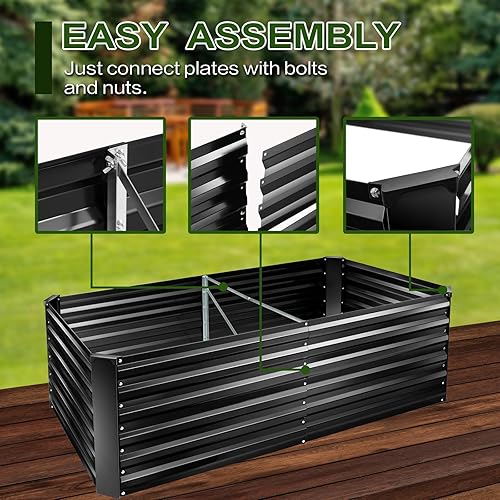 Miniatura 7 de EDOSTORY Kit de cama de jardín elevada de metal, maceta galvanizada de 6 x 3 x 2 pies, cajas de jardín elevadas altas para exteriores, camas de