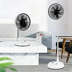 Hivento Ventilador de Mesa, Alimentado por Bateria de 5400mAh, Ventilador Oscilante USB de Mesa e de Chão com Controle Remoto, Dobrável, Telescópico e Recarregável, 20CM (Branco)