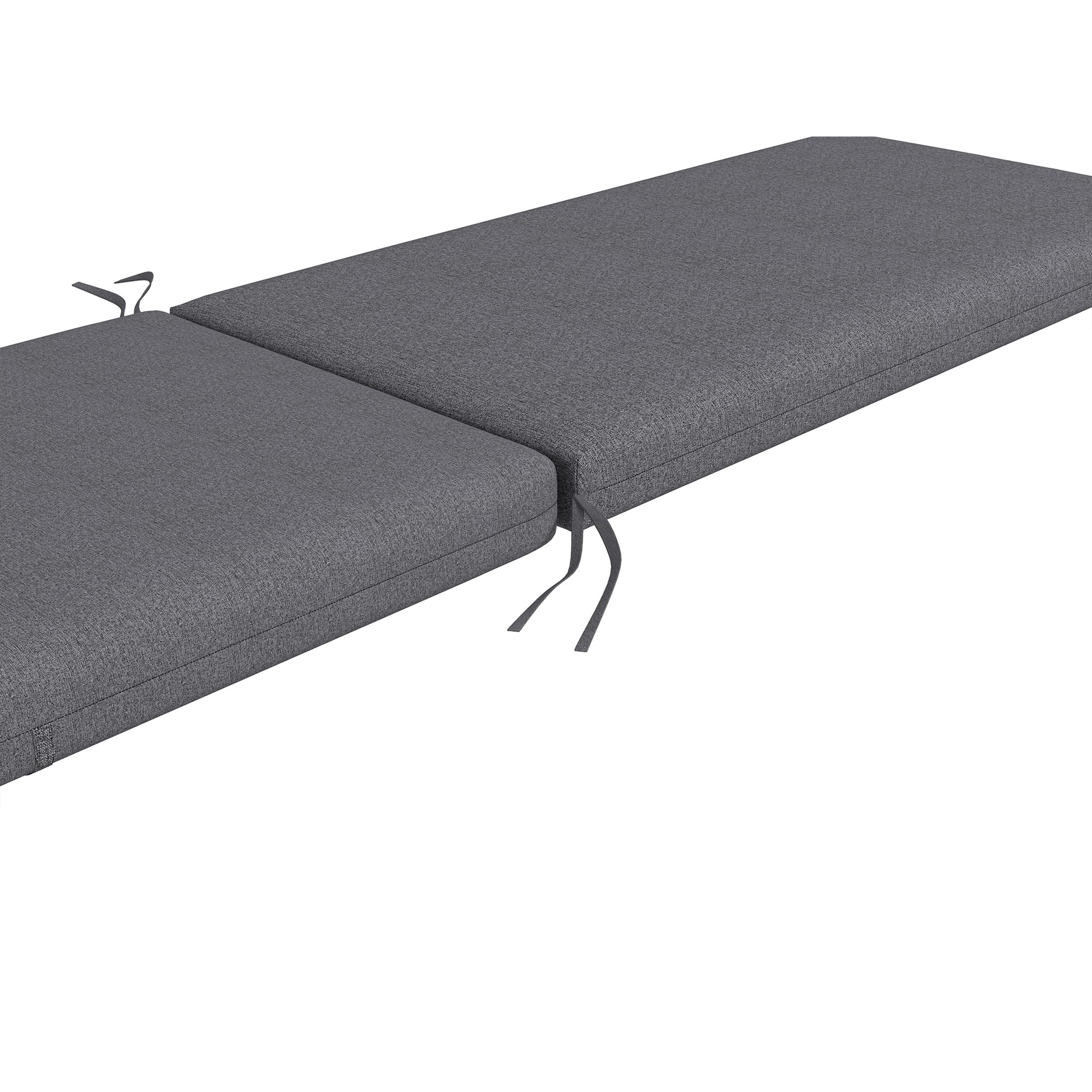 Outsunny Set 2 Cuscini per Sedie da Esterno con Lacci di Fissaggio, Cuscini da Esterno Imbottito in Cotone, per Sdraio Prendisole Giardino, 190.5x58.4x7 cm, UV50+, Grigio