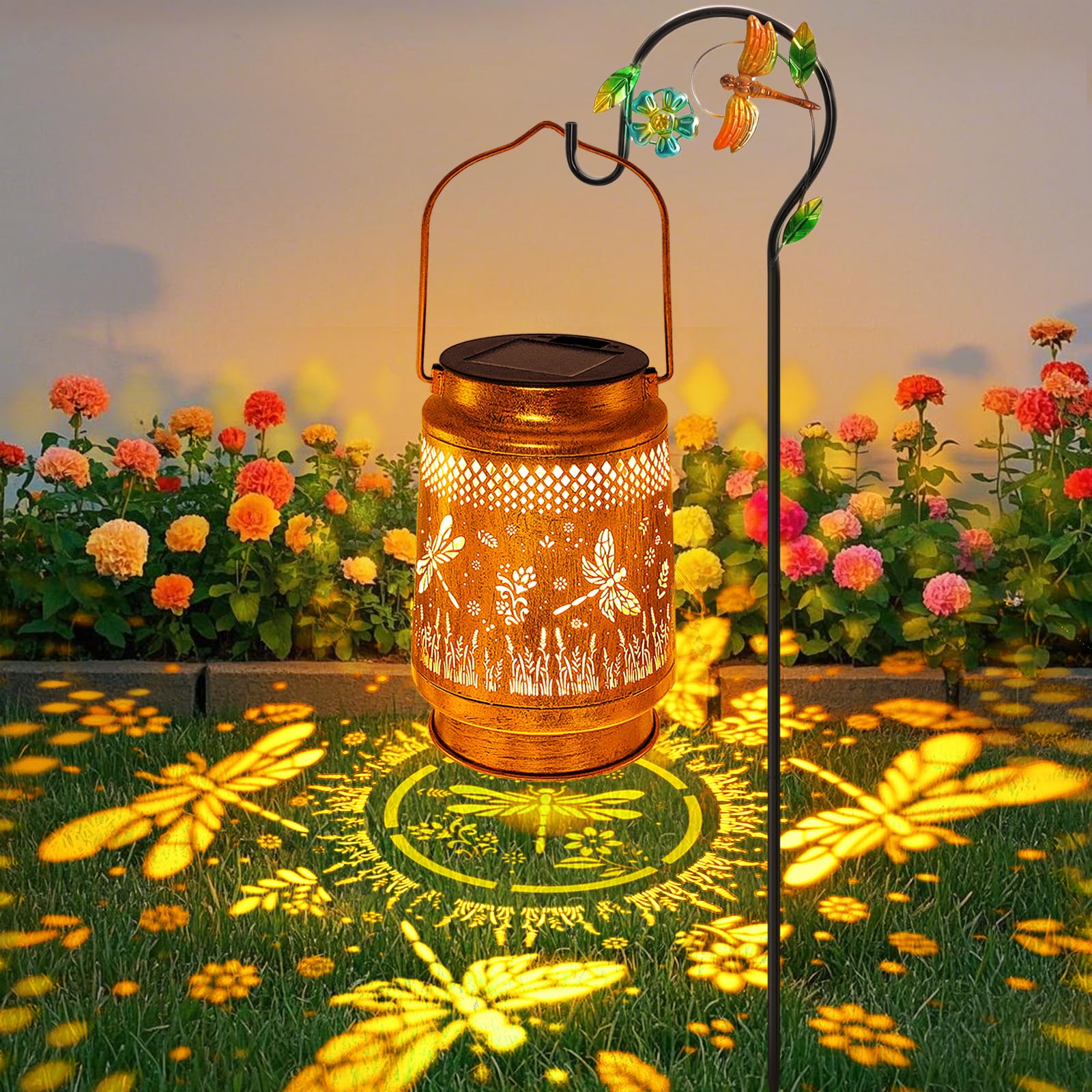 Solar Lanterns Outdoor Dragonfly Garden Decor, Birthday Gifts for Women Mom