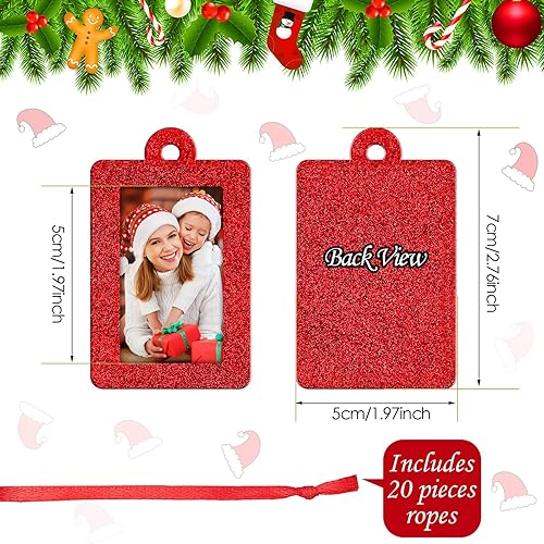 Miniatura 9 de 20 Pieces Christmas Photo Frames Ornament Mini Felt Hanging Picture Frame Small Picture Frame Christmas Tree Hanging Ornament for Family Xmas