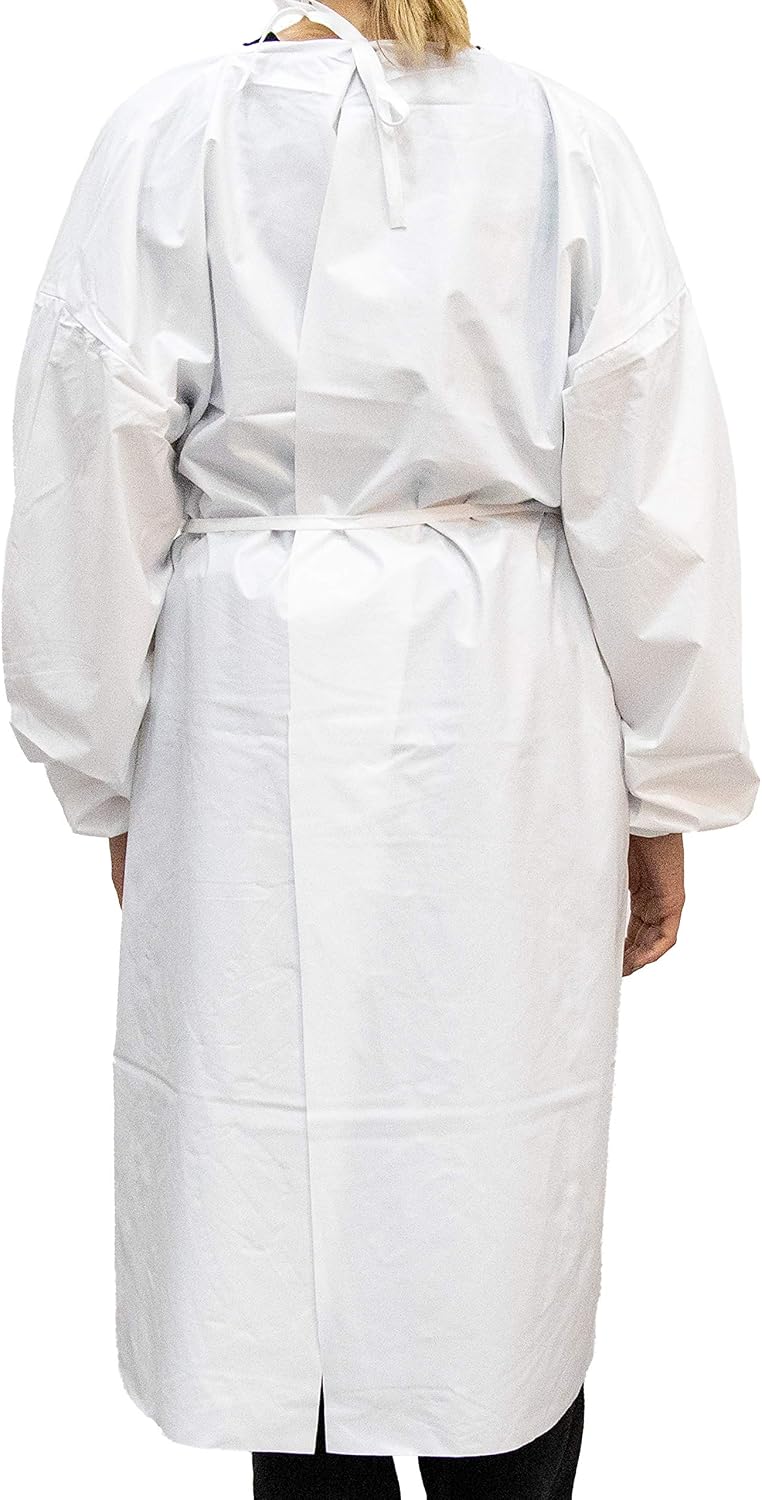 10 Pcs Milliard Reusable, Washable, Waterproof Polyester Isolation Gown - Reusable Up to 50 Washes | Universal Size | White
