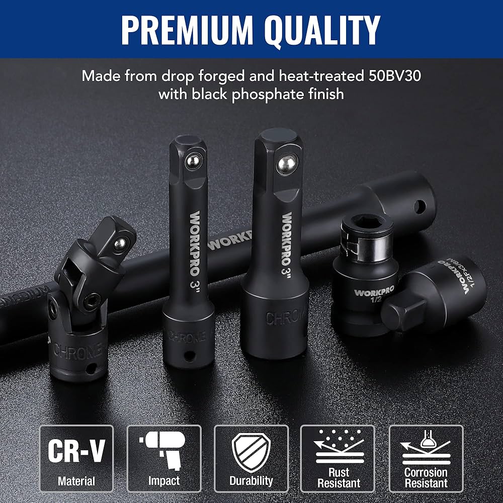 RATELWORKSWPT EXTENSION UNITエクステンションユニット WORKPRO 18-Piece Impact Socket Extension Set, Includes