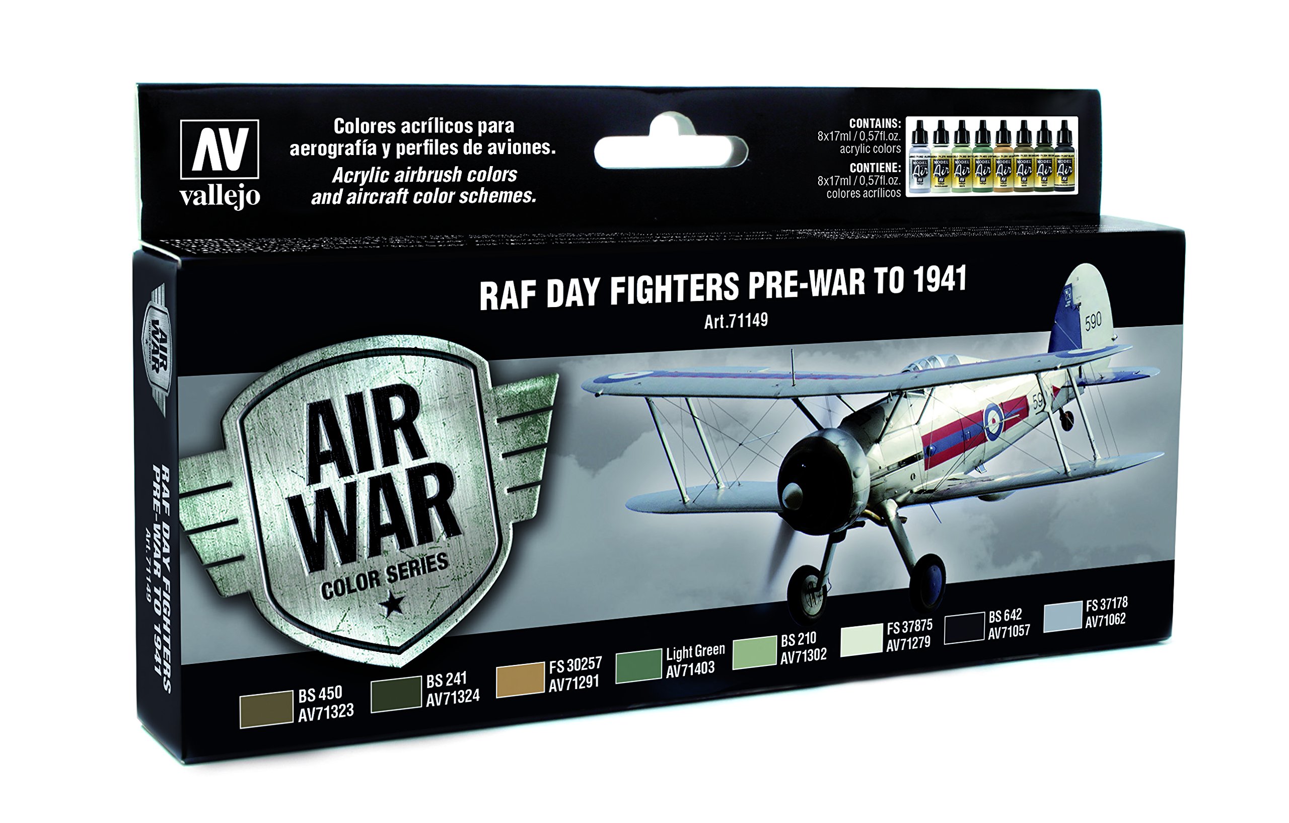 Vallejo VA71149 17ml x8 - Model Air Set - RAF Day Fighters Pre-War to 1941