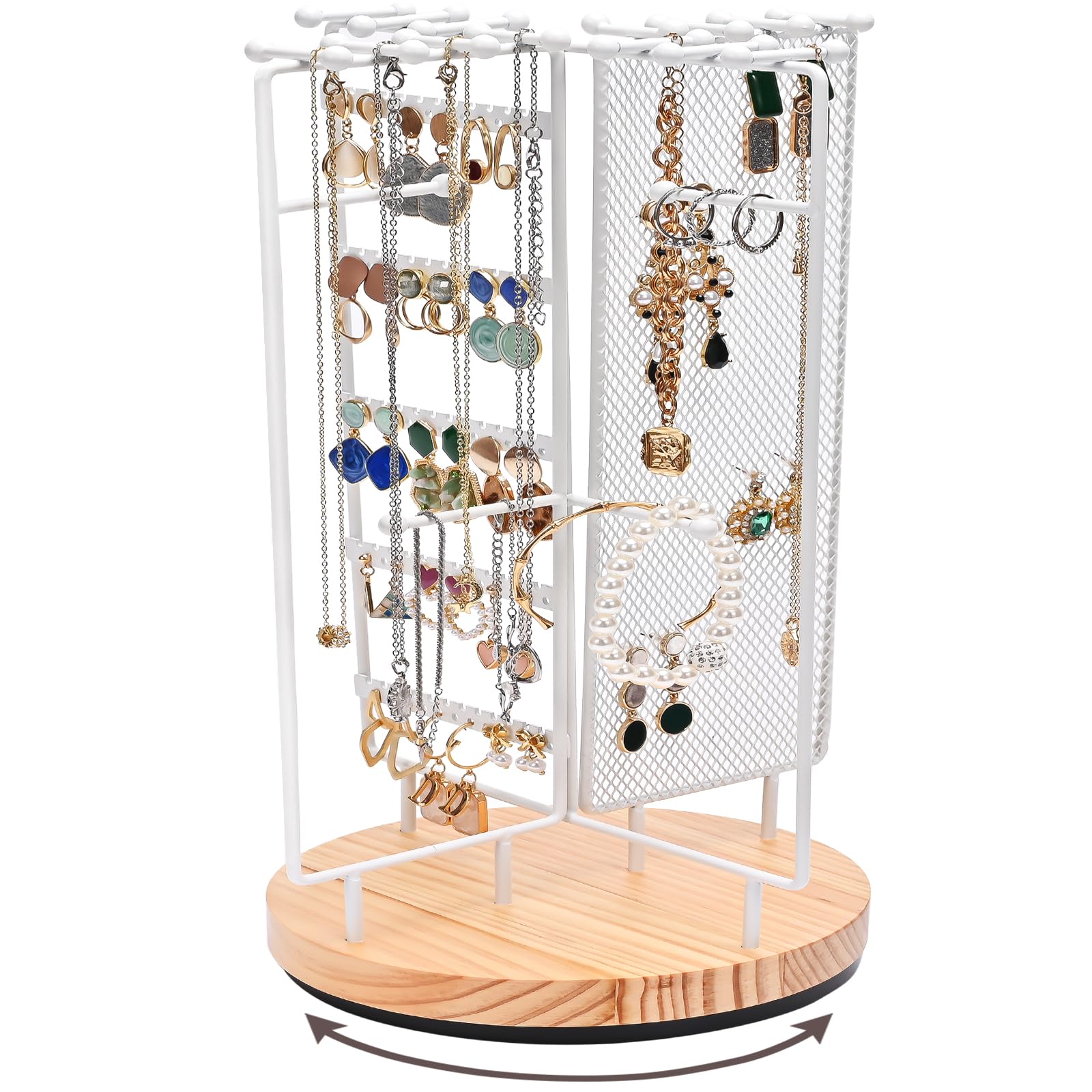 ProCase Organizer Gioielli Girevole 360° - Porta Collane, Orecchini, Bracciali E Anelli Nero - Foto 9