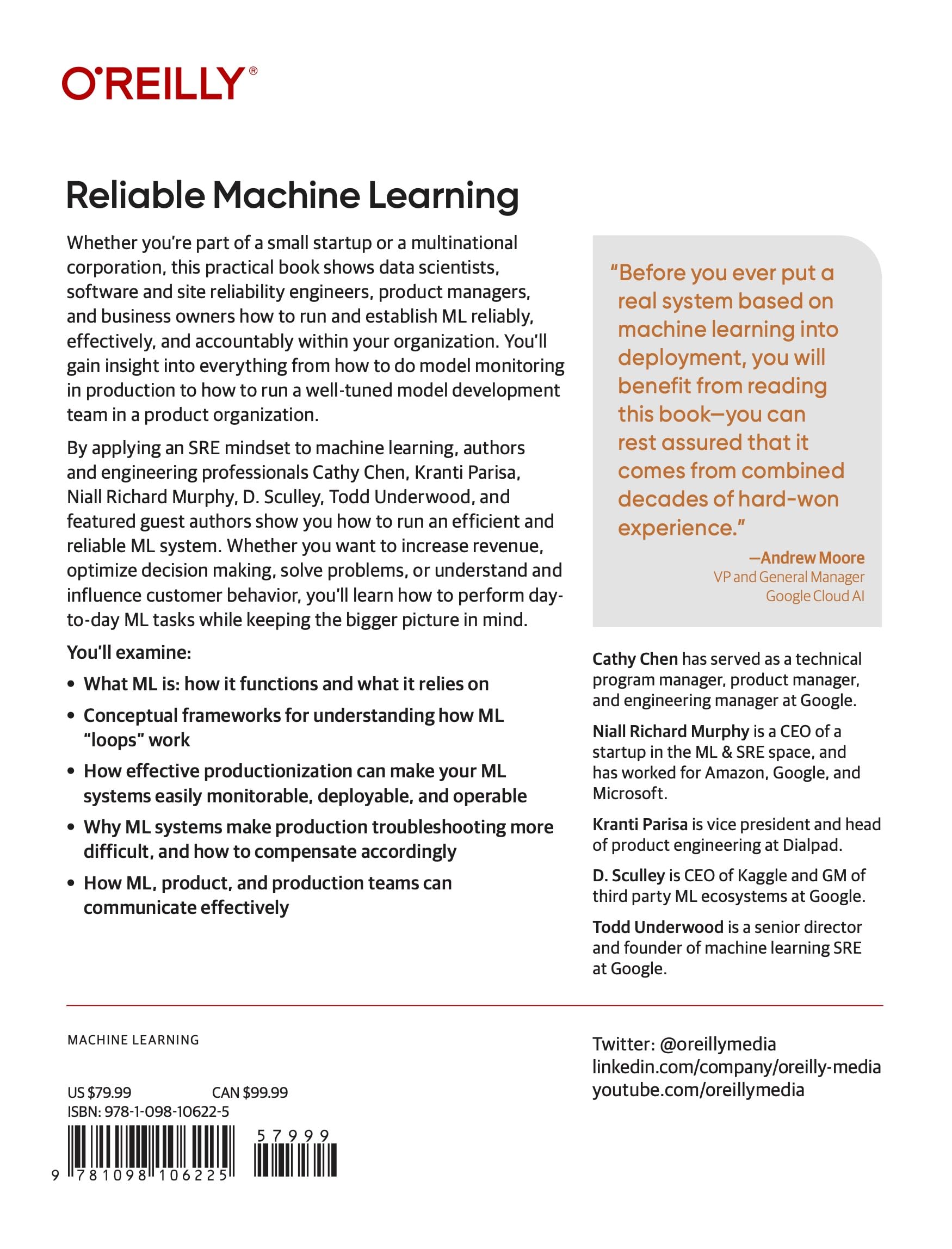 Reliable Machine Learning: Applying SRE Principles to ML in Production