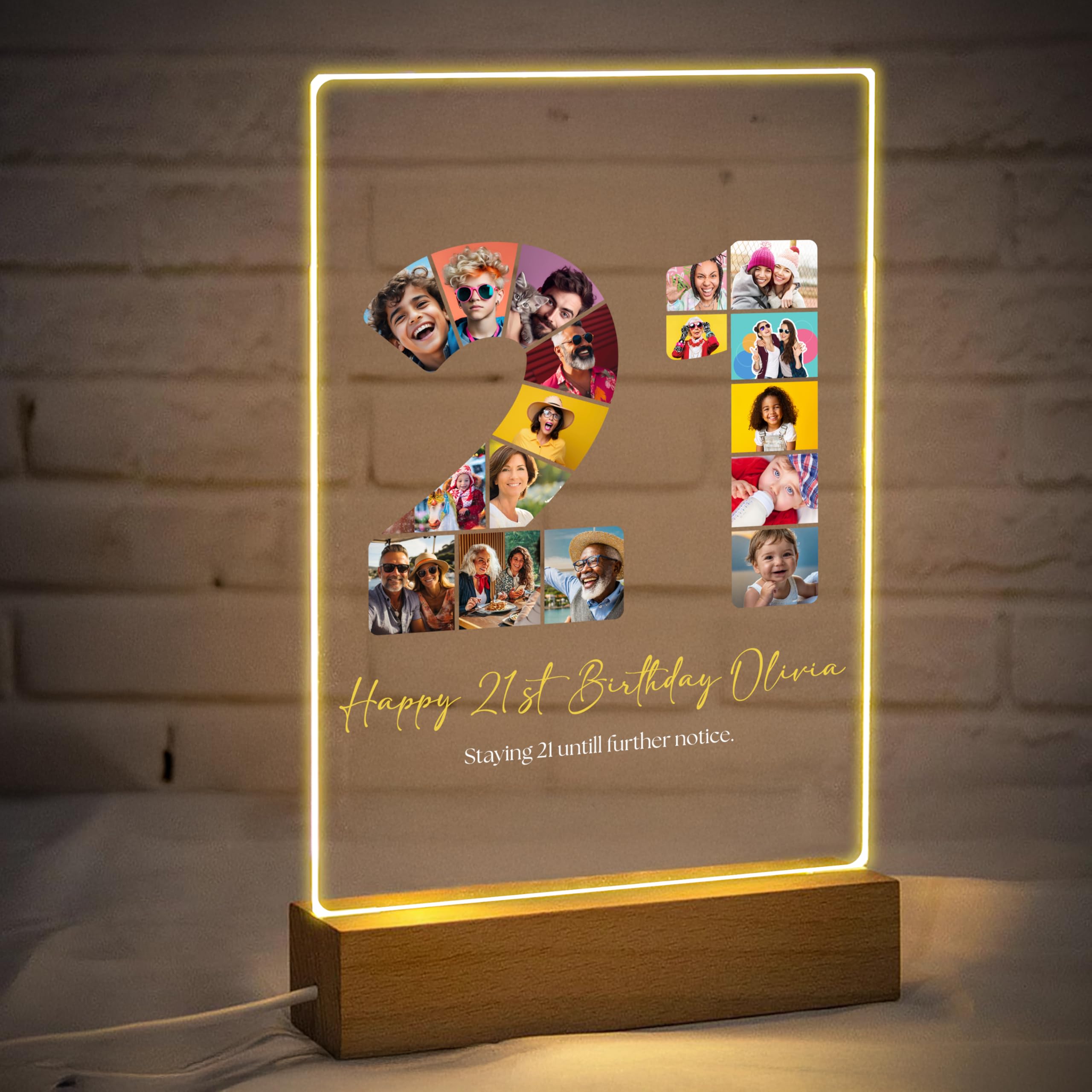 Star Online Clear Personalised 21St Birthday Gifts For Her & Him, Custom Acrylic Photo Plaque Keepsake Presents For Boyfriend & Girlfriend With Wooden Stand