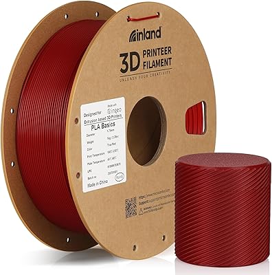 38 – Inland PLA Basics Filament 1.75mm, 1kg Spool – Dimensional Accuracy ±0.02mm, Neatly Wound, Fits Most FDM 3D Printers (True Red, 1 Pack)