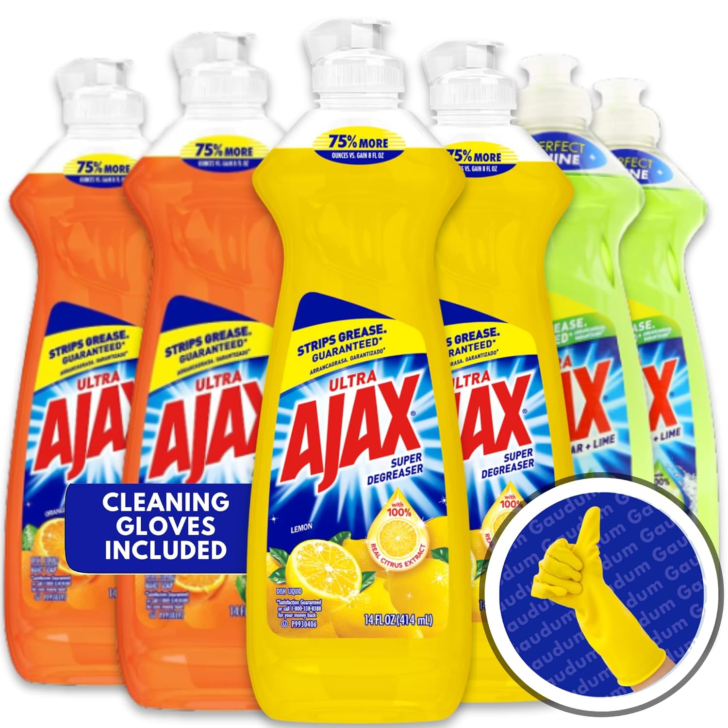 Ajax Dish Soap - Ajax Dishwashing Liquid Super Degreaser 14 FL OZ Lemon Orange Lime Variety Pack of