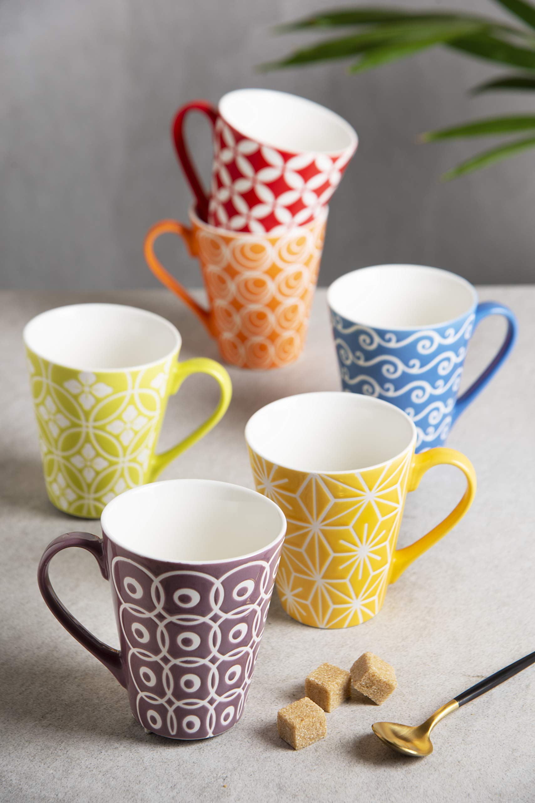 Excelsa 60670 Etnika Set 6 Tazze Mug, Porcellana, Multicolore