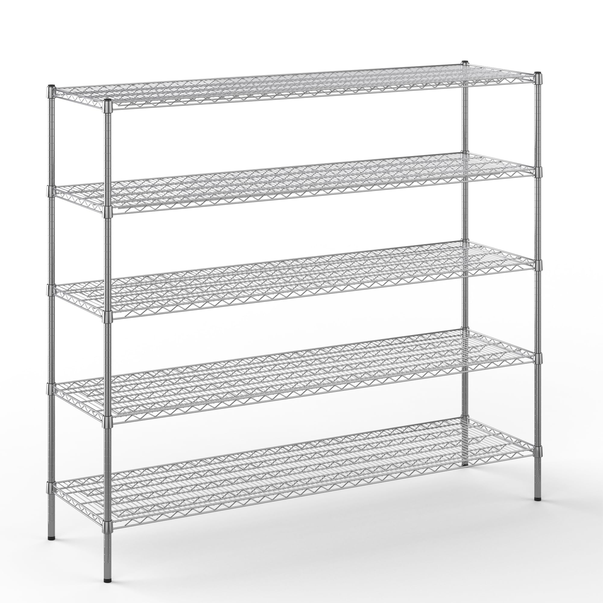 21" Deep x 72" Wide x 64" Height Wire Shelving Kit | 5-Tier | NSF Commercial Storage Rack Unit