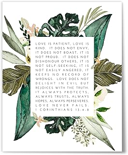 1 Corinthians 13 Print, Love Is Patient, Love Is Kind, Christian Wedding Gift For Couples, Love Bible Verse, 8" x 10" Poster UNFRAMED