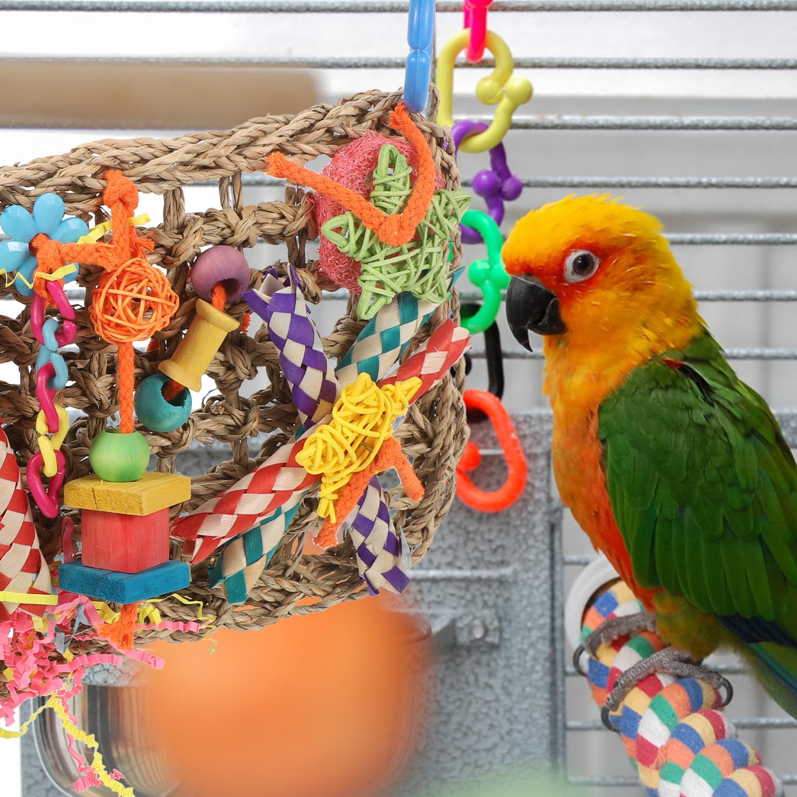 BESPORTBLE 2pezzi Giocattolo Appeso Per Pappagalli Mare Accessorio Da Gioco Per Uccelli Struttura Intrecciata Per Attività Di Masticazione e Arrampicata