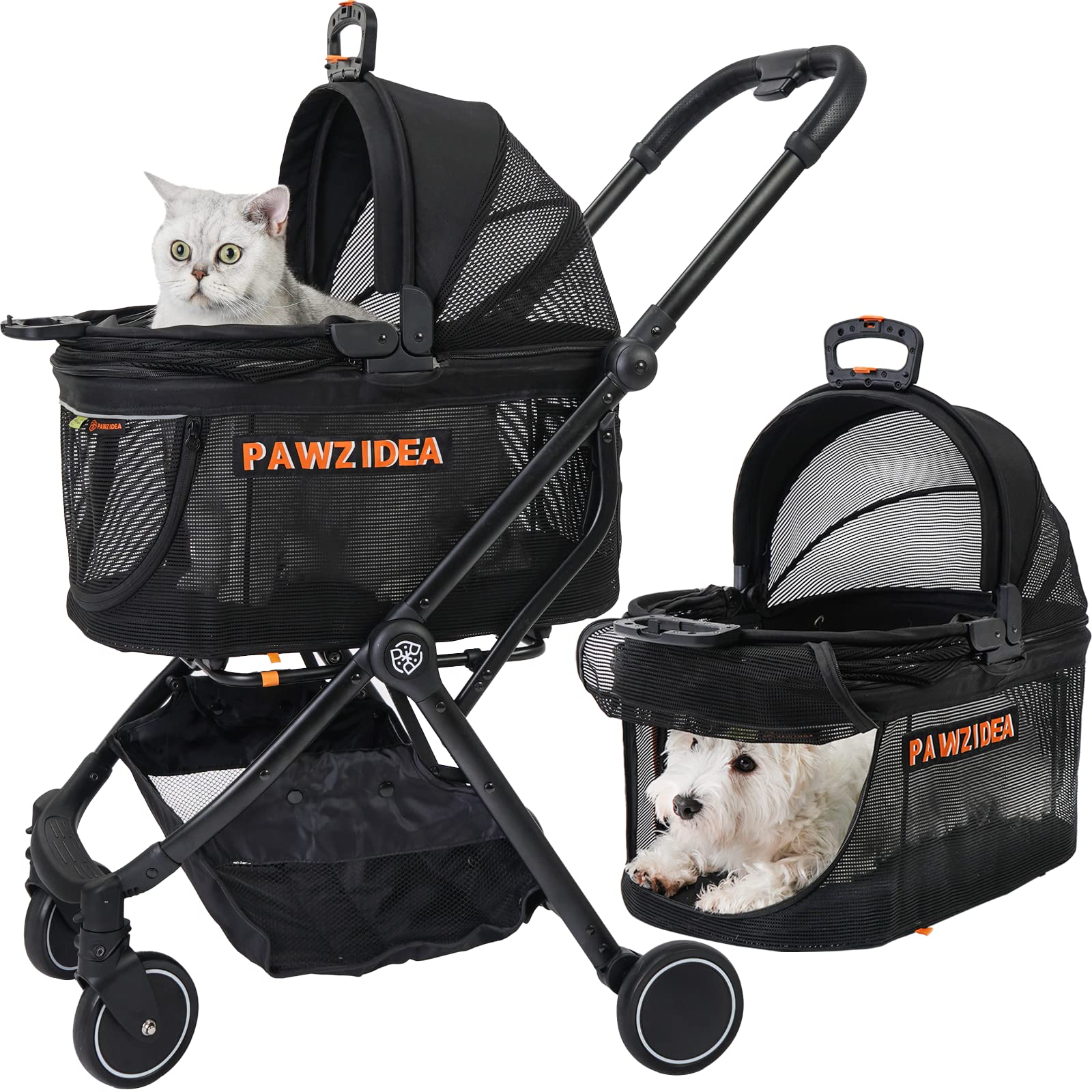 Buy PAWZIDEA Cat/Dog Strollers 4 in 1 Pet Travel System, Safety Dog Booster Car Seat Combo
