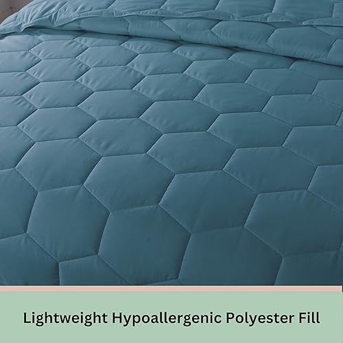 Miniatura 2 de Feather and Loom - Manta ligera alternativa de plumón de panal  Funda de microfibra transpirable y suave, relleno de fibra hipoalergénica  Color