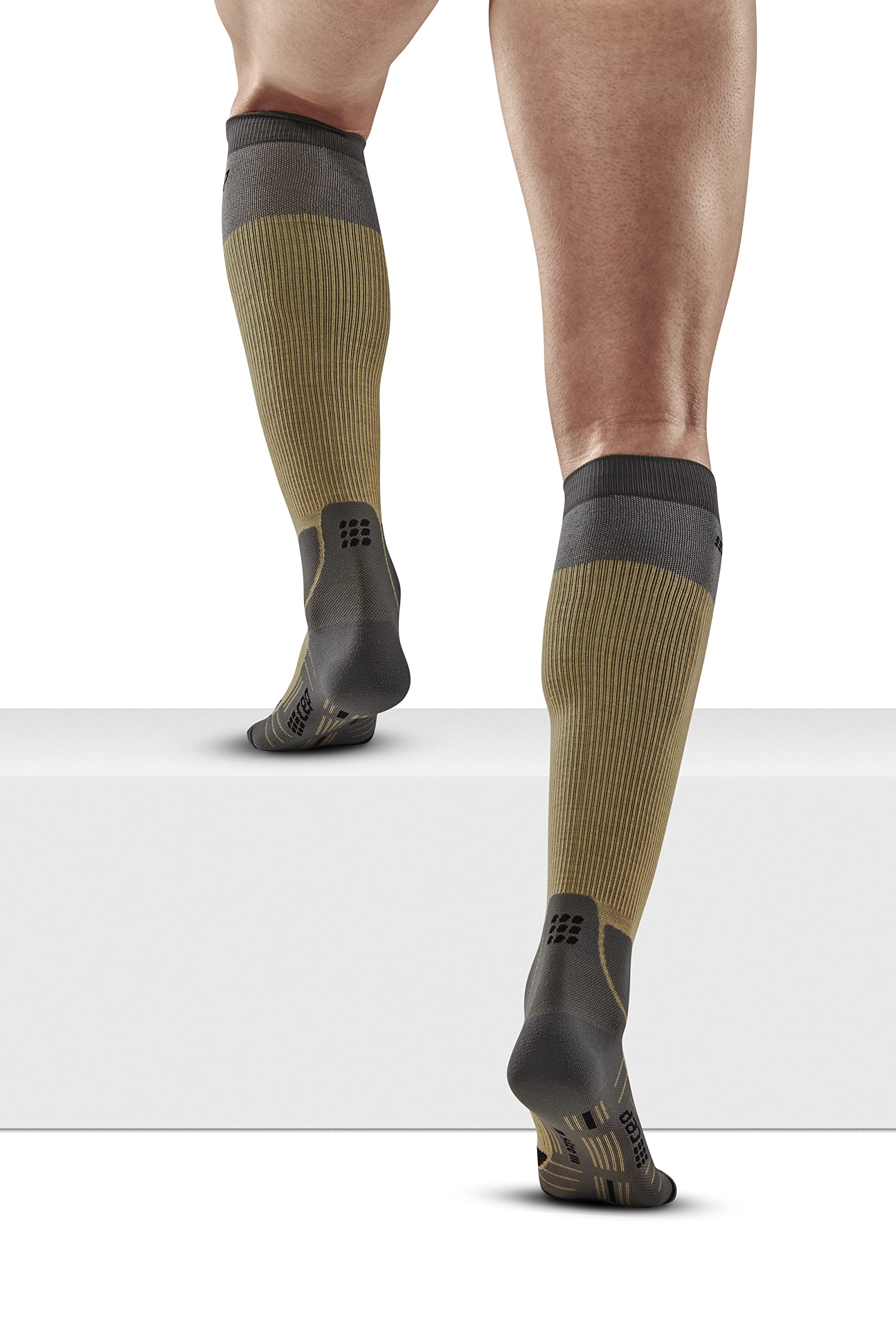 CEP - HIKING LIGHT MERINO SOCKS REDESIGN dla kobiet | długie skarpety turystyczne z aktywującą kompresją | skarpety trekkingowe do lekkich nóg w kolorze piaskowym/szarym | rozmiar II | S, piaskowy/szary, Small