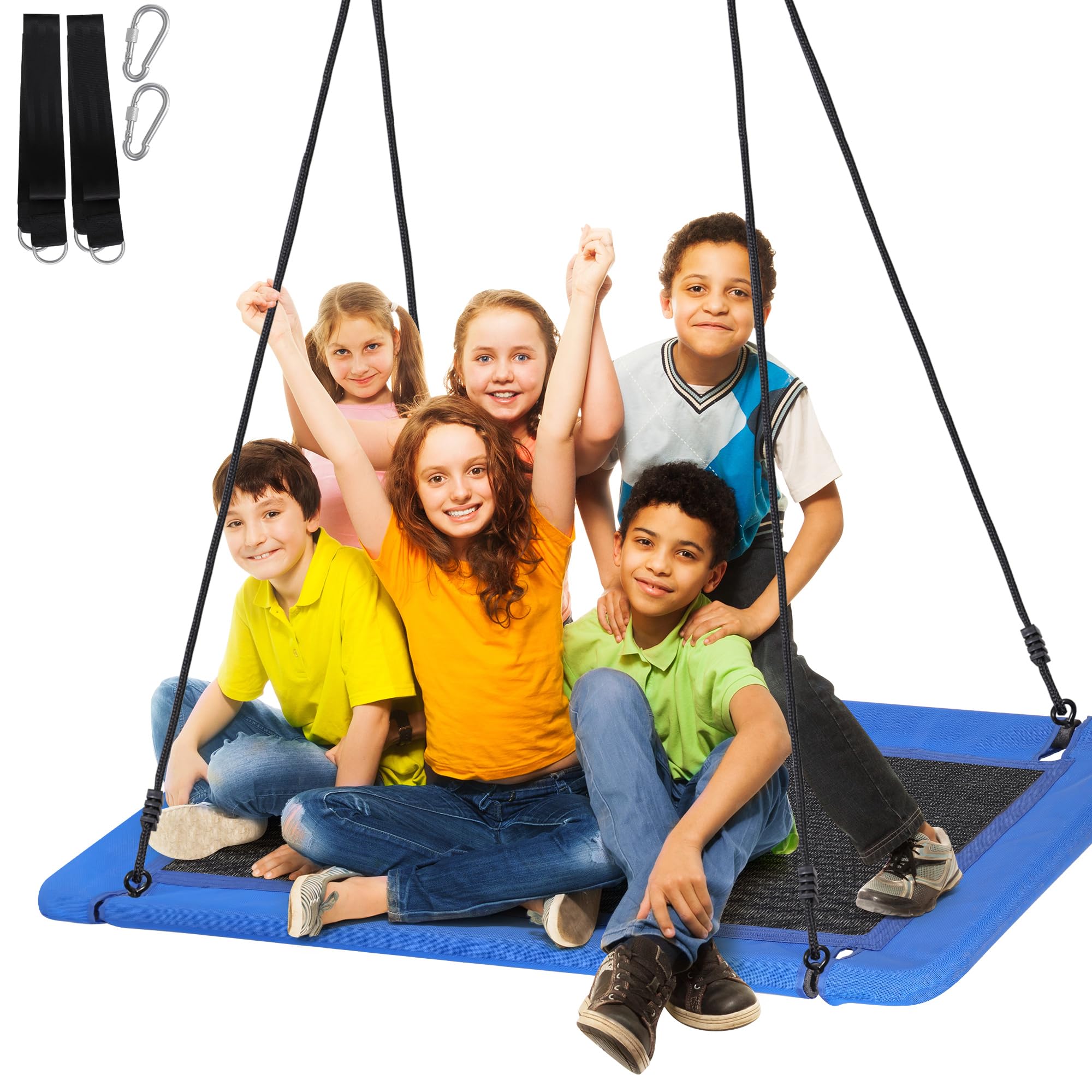 HomGarden 700lb 60" Rectangle Platform Tree Swing Sets for Backyard Large Platform Swing for Kids Outdoor Playground Park Waterproof 2 Hanging Straps