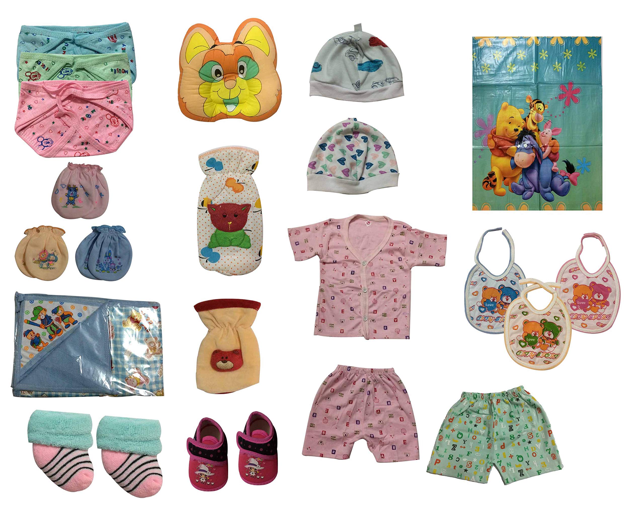 Cute Collection- Baby's 12 in 1 Combo of Daily Needs Items in Single Packet (Multicolour, 0-6 Months) -Set of 20 Items-image-2