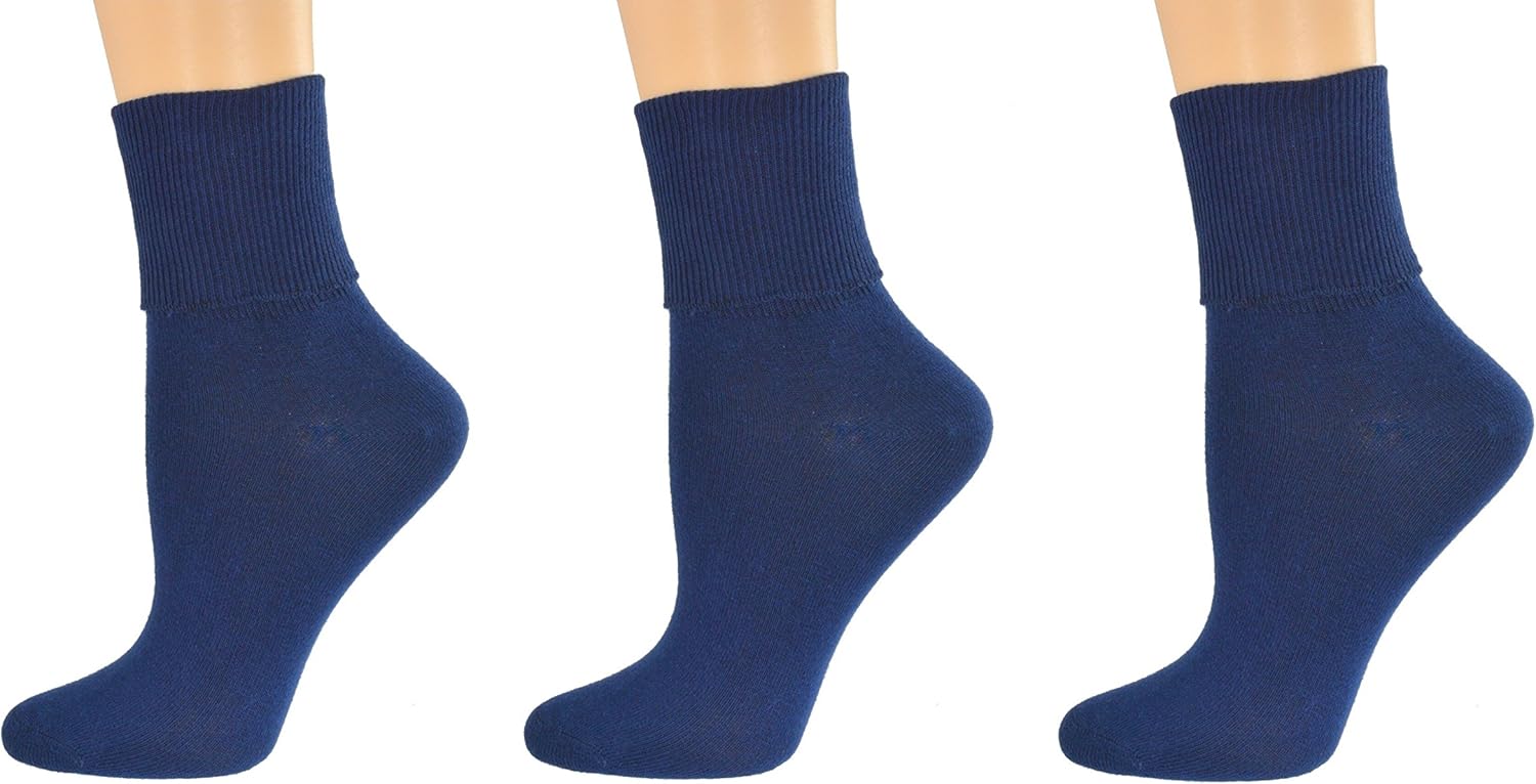 3 Pack Women’s Ankle Socks - Organic Cotton Crew Seamless Toe Socks - Soft Non‑Binding Cuff Best for Sensitive Feet-Size 4-10