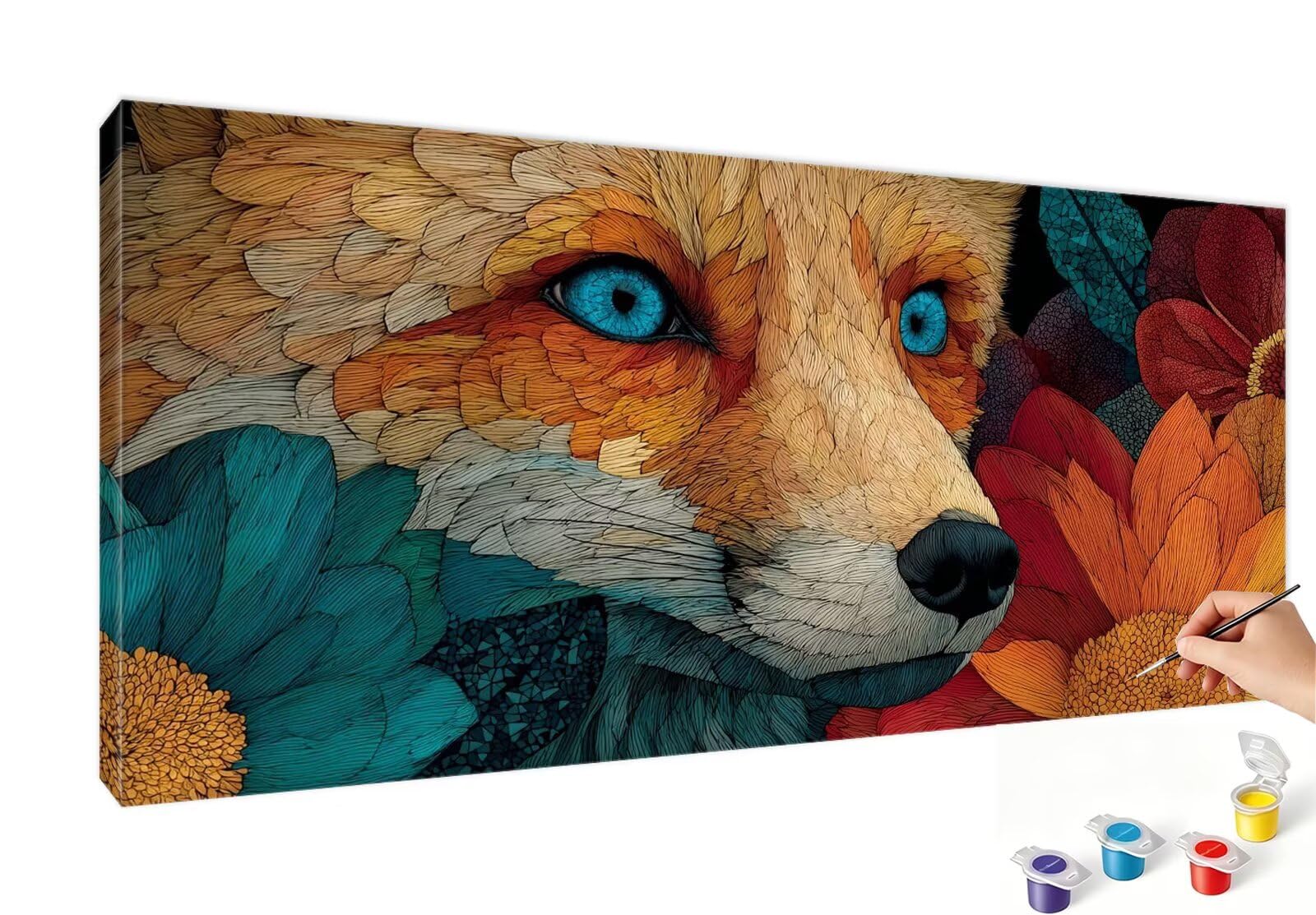 Peinture Numero Adulte Renards Peinture Numéro Chrysanthème DIY Coloriage par Numero Adulte 50x100cm avec Pinceaux et Acryliques, Sans Cadre, Kit Activité Manuelle Pour Décoration Maison Salon RB-19
