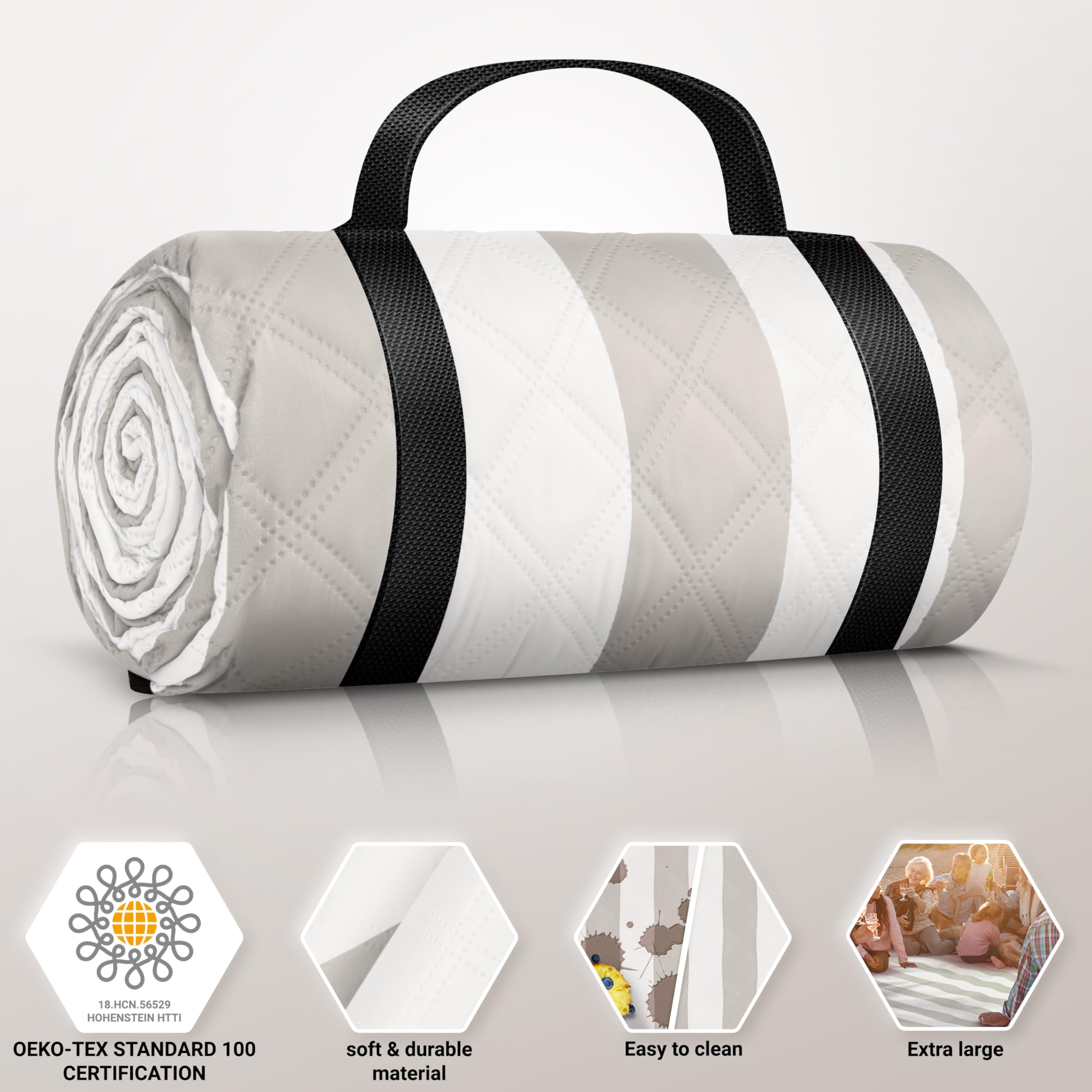 HOEL Coperta Picnic Impermeabile 200x200 cm Stuoia Mare Imbottita Telo da Spiaggia