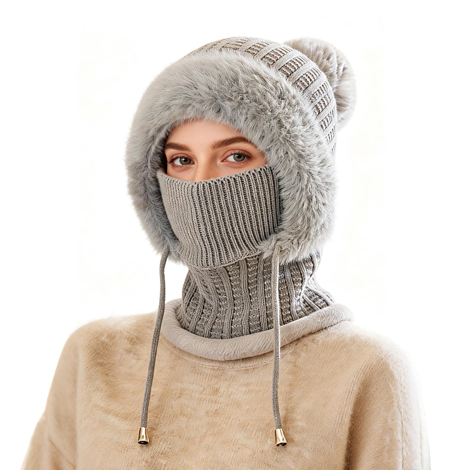 TAGVO Pasamontañas Termico para Mujer, Pasamontañas Invierno Capucha Polar Máscara de Esquí Balaclava Polar Multifuncional para Clima Frío Montaña Camping Senderismo