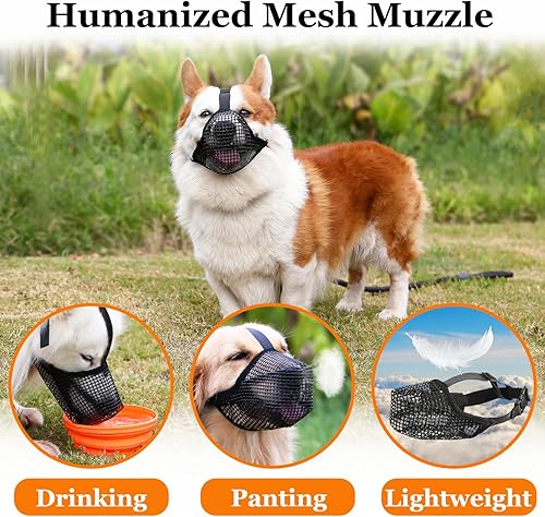 Miniatura 7 de Crazy Felix Bozal para perro, bozal de malla suave para perros pequeños, medianos y grandes, pastor alemán labrador, protector bucal ajustable y