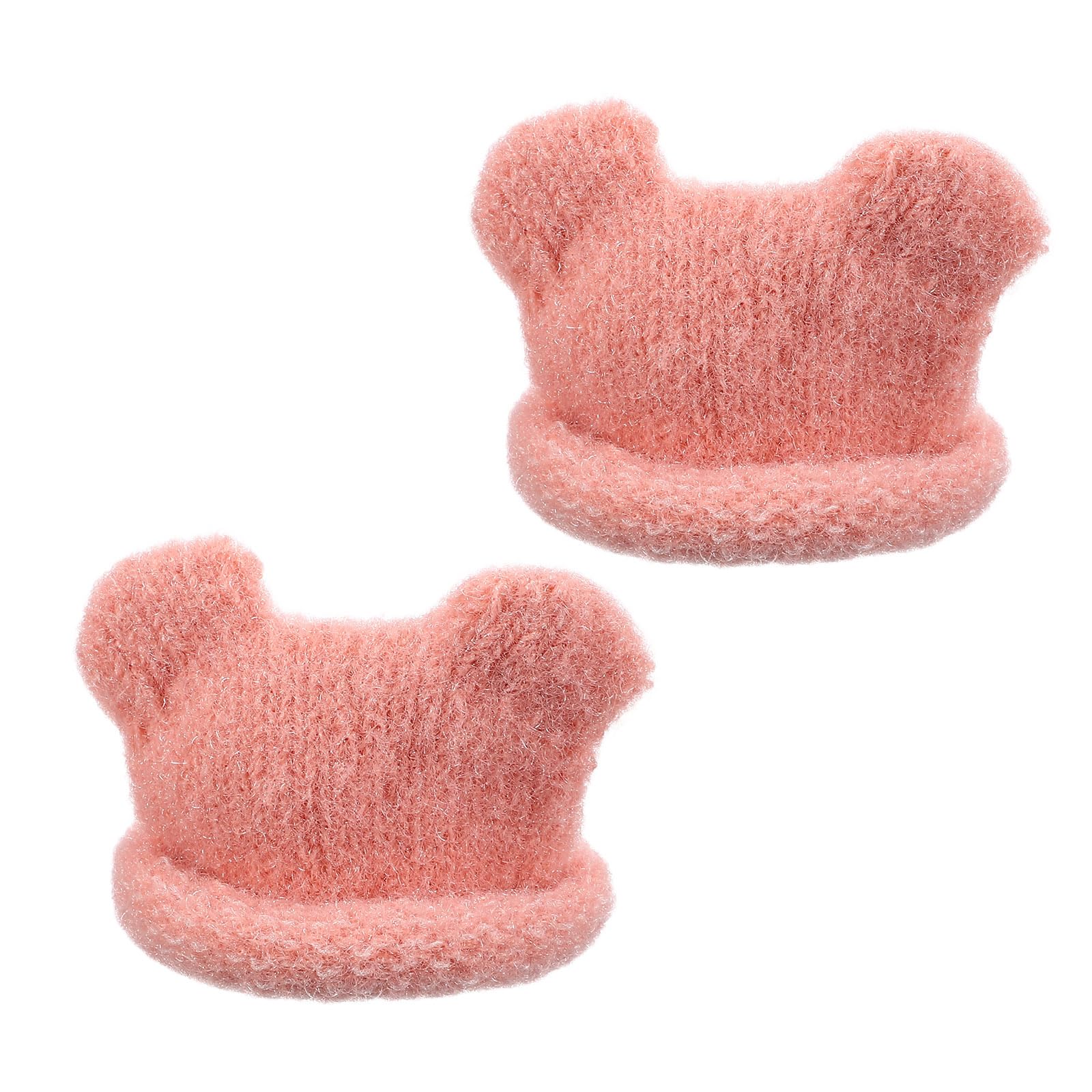 PATIKIL 2 Pcs Mini Knit Hats for Dolls, Pink Yarn Doll Caps Bear Ear for Craft Plush Winter Decor Snowman Hair Accessories DIY Christmas Ornaments
