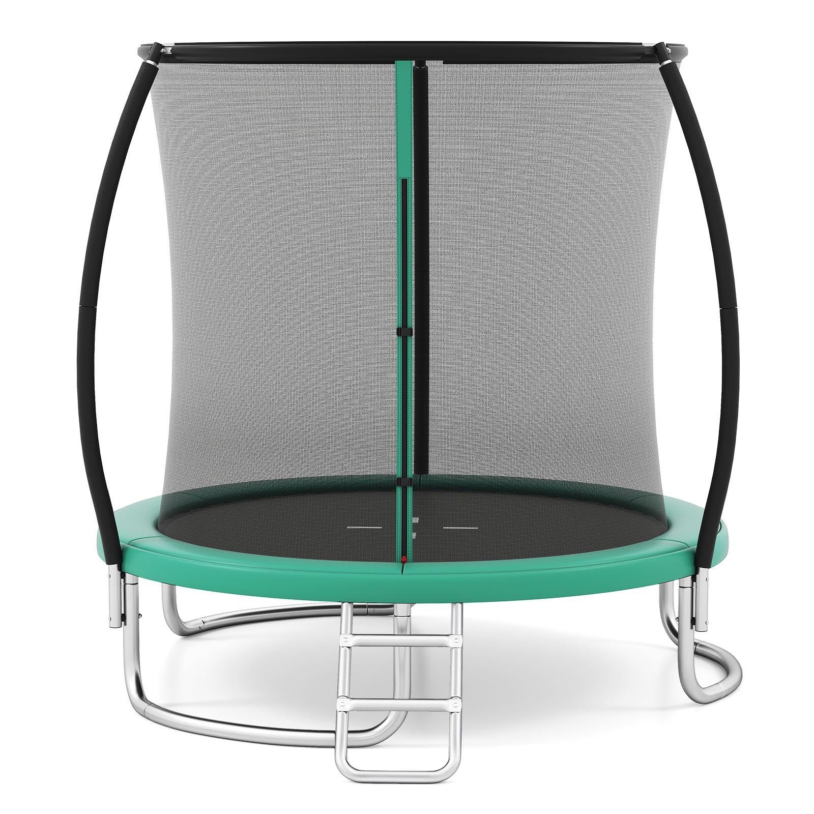 GOPLUS Cama Elástica de Exterior, Cama Elástica con Valla de Seguridad, Escalera, Estructura Galvanizada, Patas Curvas Robustas, Resistente Cama Elástica Recreativa para Niños Adultos