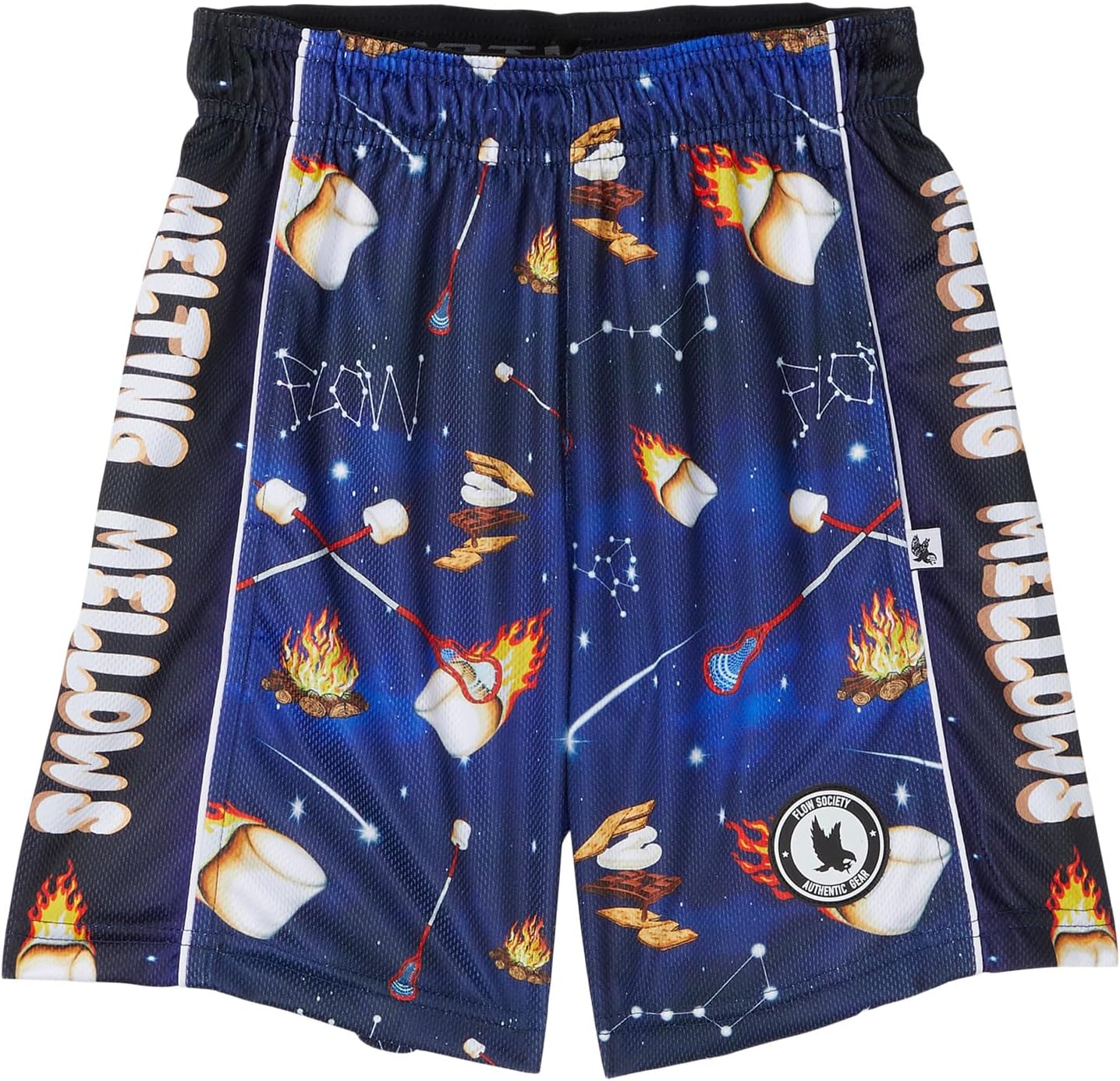 FLOW SOCIETY Boys Flaming Marshmallows Athletic Shorts with Drawstring & Pockets, Polyester (Little Kid/Big Kid)