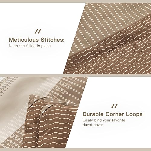 Miniatura 6 de Litanika Juego de edredón tamaño Queen, color beige, 3 piezas, ligero, color gris pardo, caqui, blanco, a rayas, esponjoso, juego de cama para todas