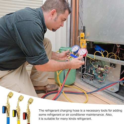 Miniatura 5 de PATIKIL Manguera de carga de refrigerante SAE de 1/4, paquete de 3 mangueras de calibre múltiple de 4.9 pies 800 PSI 4000 PSI con adaptadores de CA