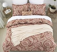 Vista 7 de DAUAOTO Juego de funda de edredón tamaño Queen, funda de edredón de 90 x 90 pulgadas + 2 fundas, juego de ropa de cama de algodón con estampado