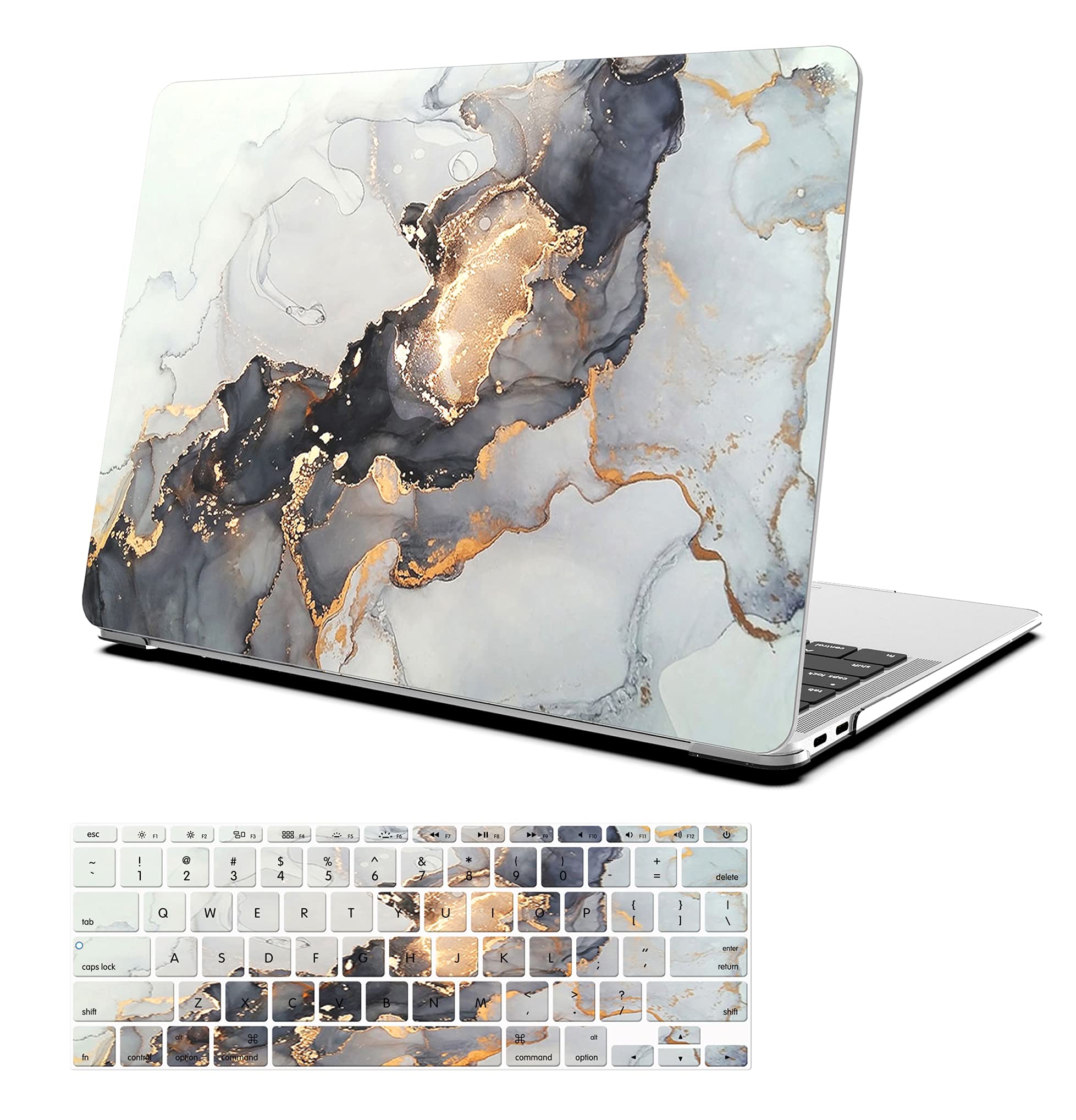 AOGGY Compatible with MacBook Air 13 Inch Case A1466/A1369 (2010-2017 Older Version,Without Touch ID),Color Plastic Hard Shell Cases and Keyboard Cover - Marble Pattern