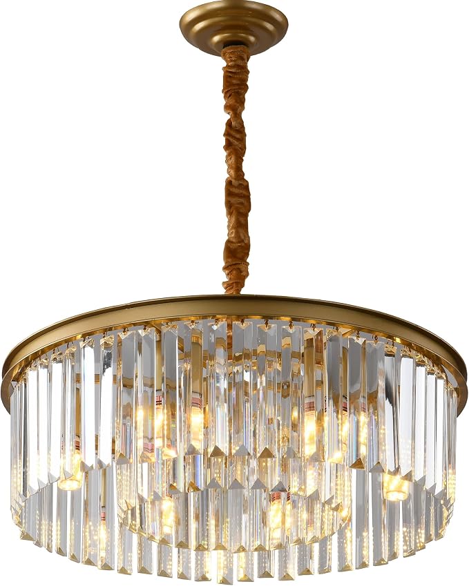 Gold Modern Crystal Chandelier, 21.6inch