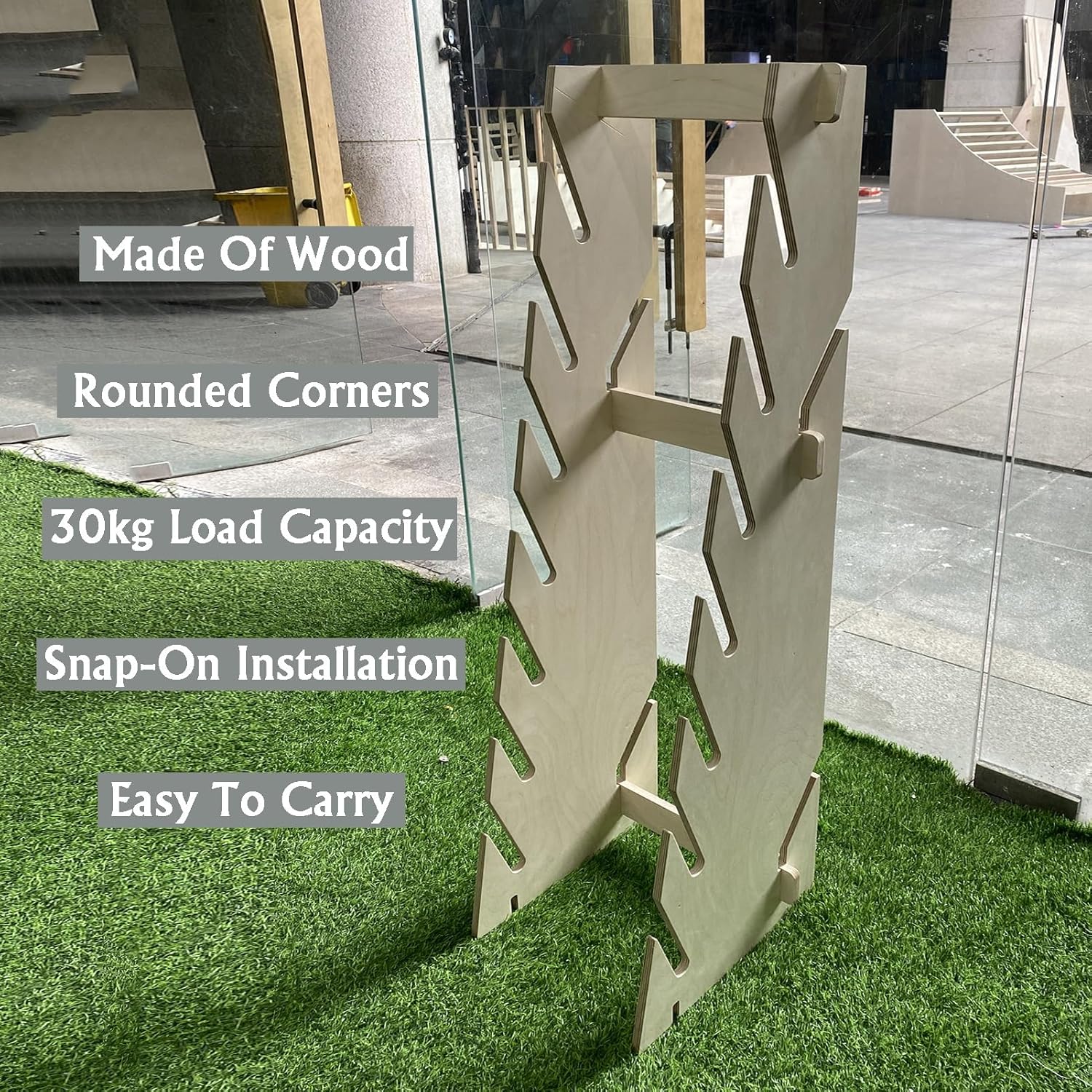 3/7-Tier Snowboard Storage Rack,Freestanding Surfboard Storage Organizer Hanger,Wooden Display Rack,30kg Load Capacity,Clip Splicing Installation