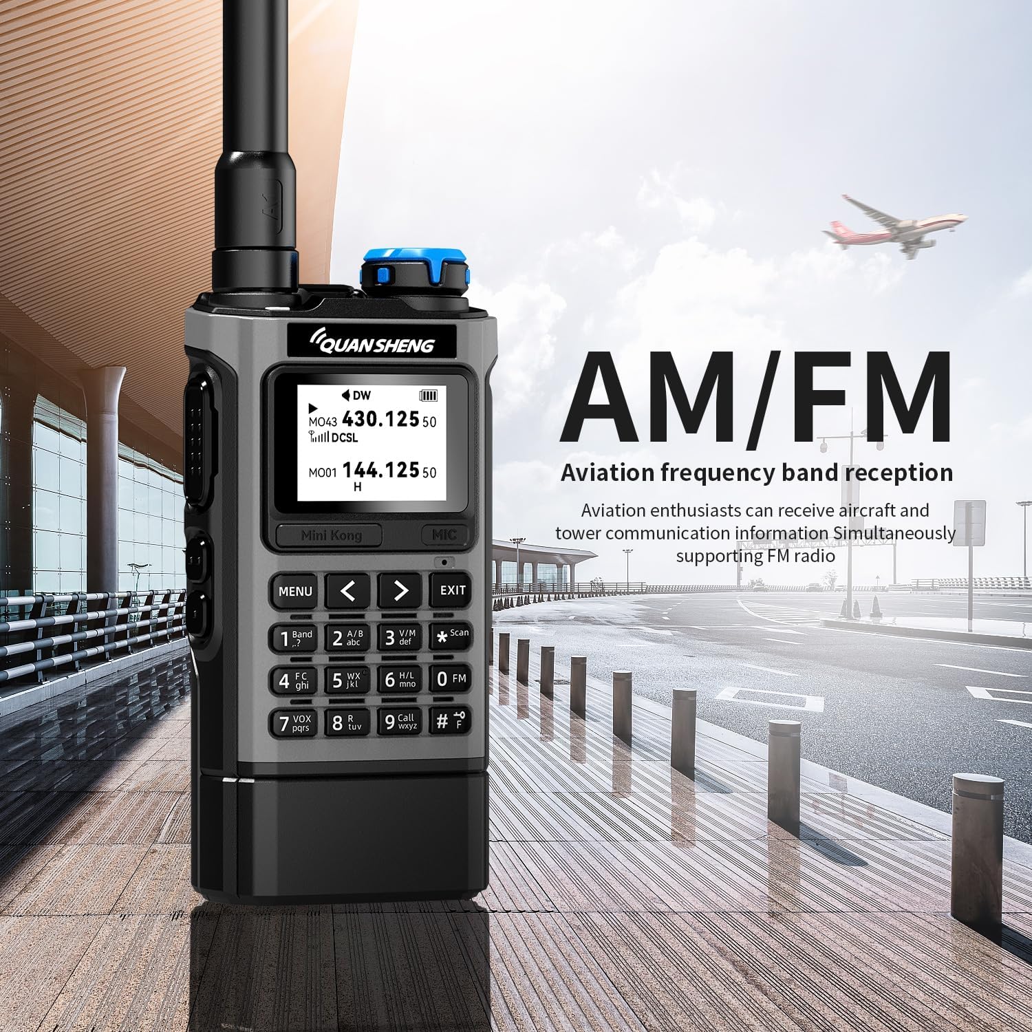 Tepe view of QUANSHENG UV-K1 showing power/volume knob