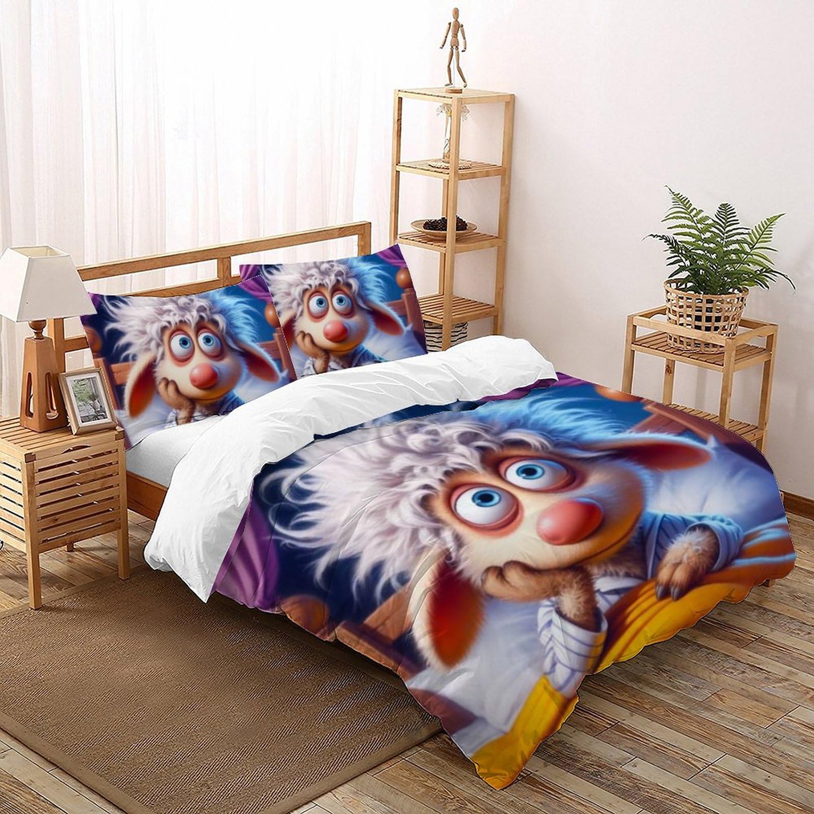 Housse de couette double enfants chèvre en microfibre douce avec fermeture éclair 200x200