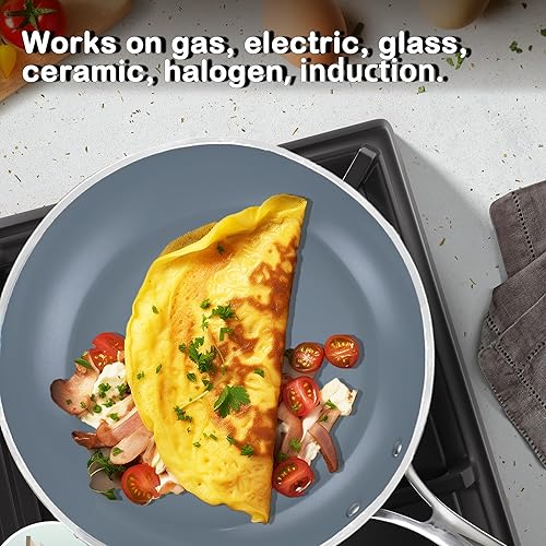 Miniatura 4 de Cook N Home Los juegos de utensilios de cocina de cerámica antiadherente incluyen cacerola, sartenes, olla con tapas, utensilios de nailon, 10