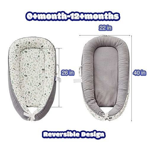 Miniatura 3 de Tumbona de muselina de alta calidad, plegable, ajustable y transpirable, para bebés de 0 a 24 meses, diseño de viaje portátil con forro de malla,