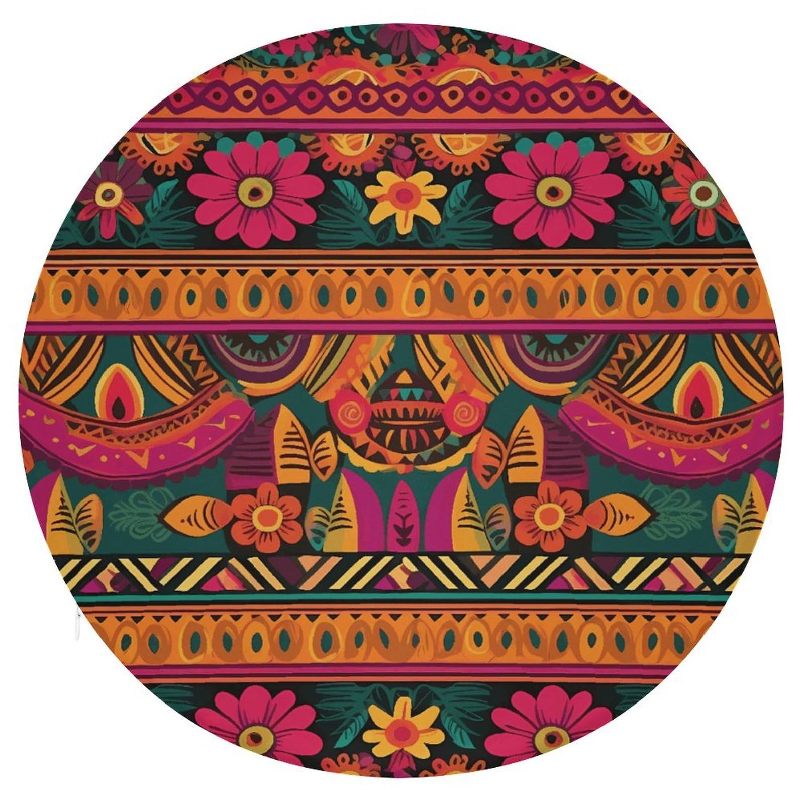 VstaDank Mexican Folk Art Boho Round Cushion Memory Foam Seat Cushions 15In Comfort Meditation Floor Pillow Anti Slip Soft Stool Cushion Chair Pad for Tatami Living Room Yoga