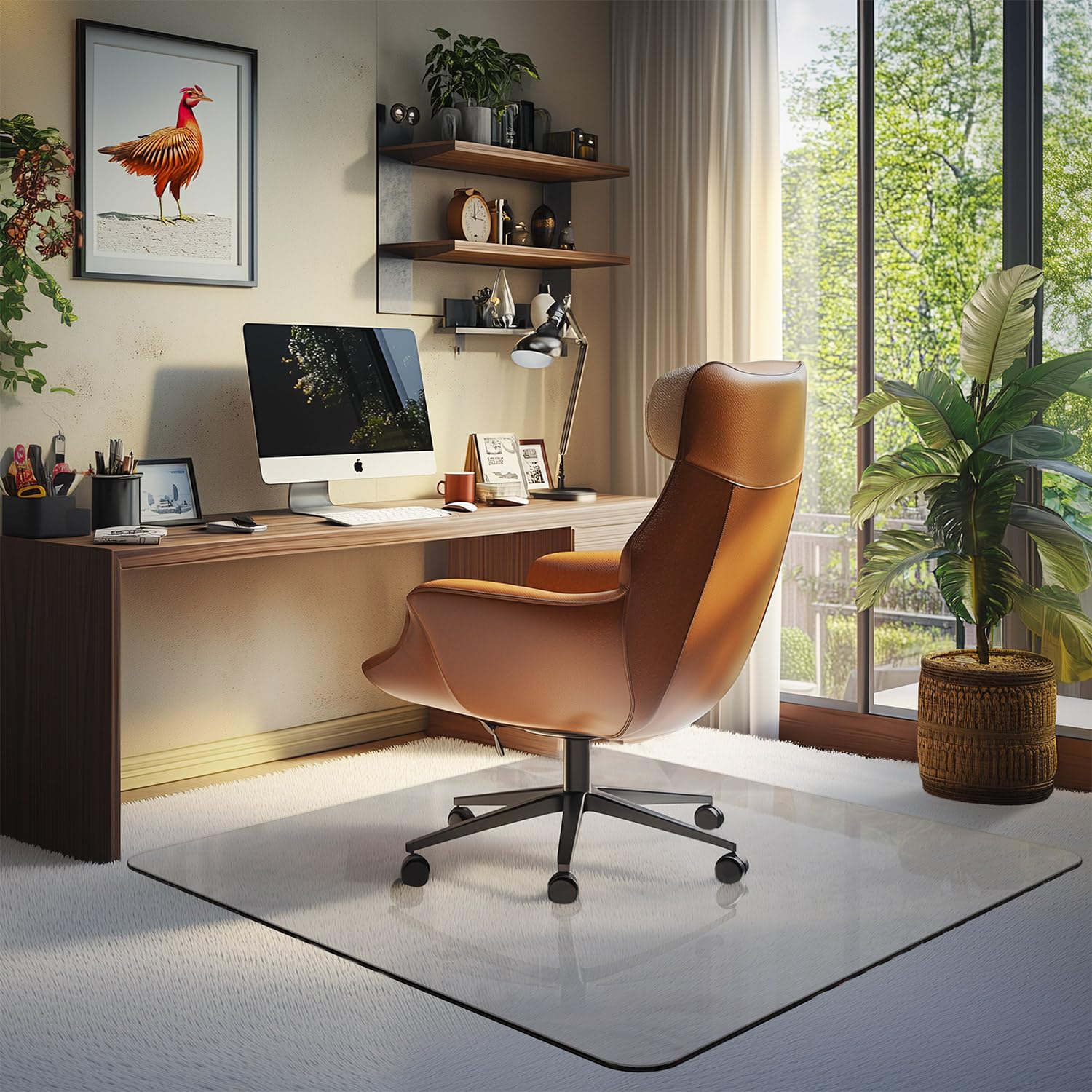 Tapete para silla de 45 x 45 pulgadas para alfombra, tapete de cristal templado para silla