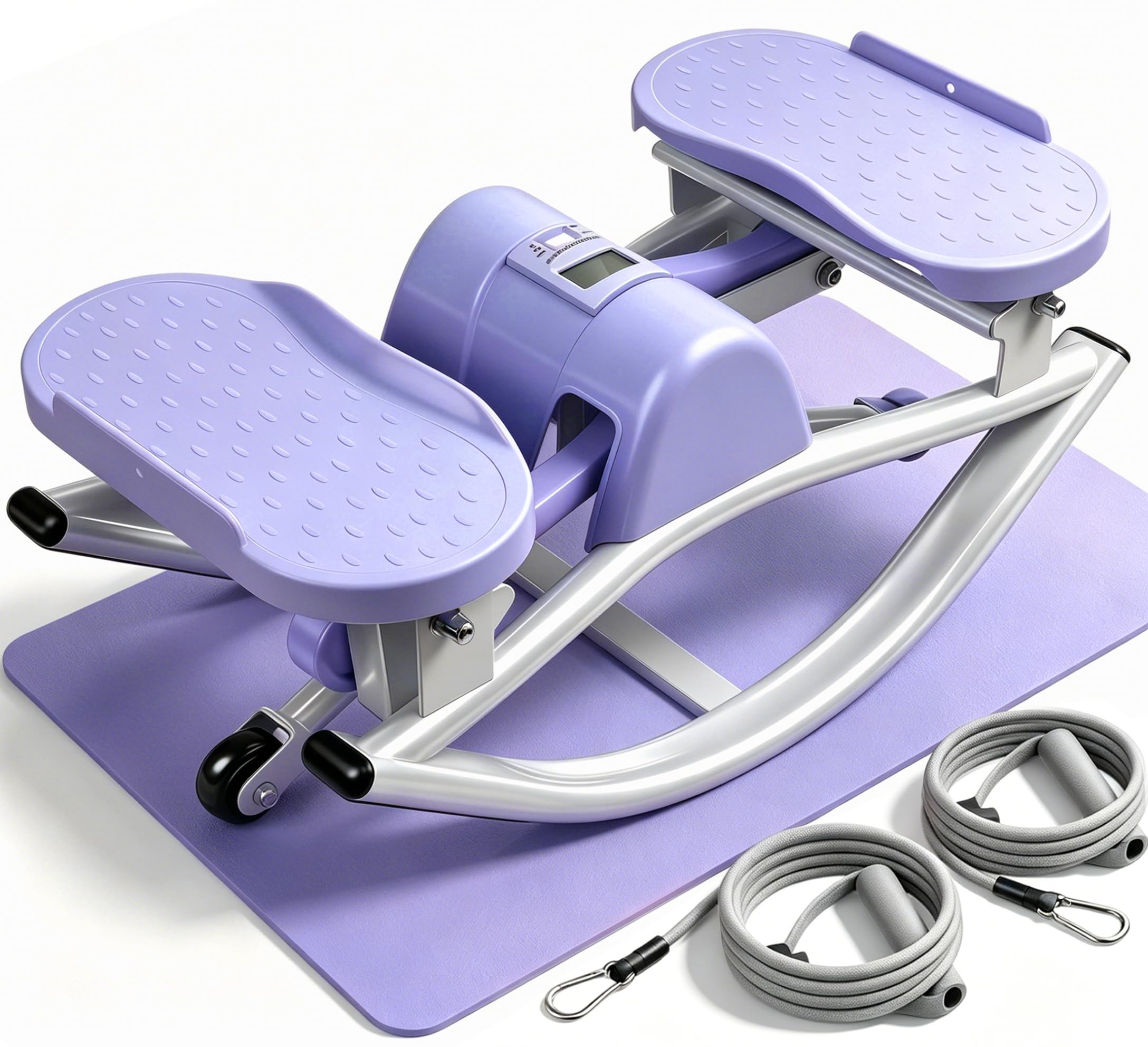 Rock Stepper Side to Side, Rocking Stepper with Lateral Motion, Compact Side Stepper for Home &amp; Apartment, Low Impact Workout Machine with Resistance Bands &amp; Non-Slip Mat (Purple)