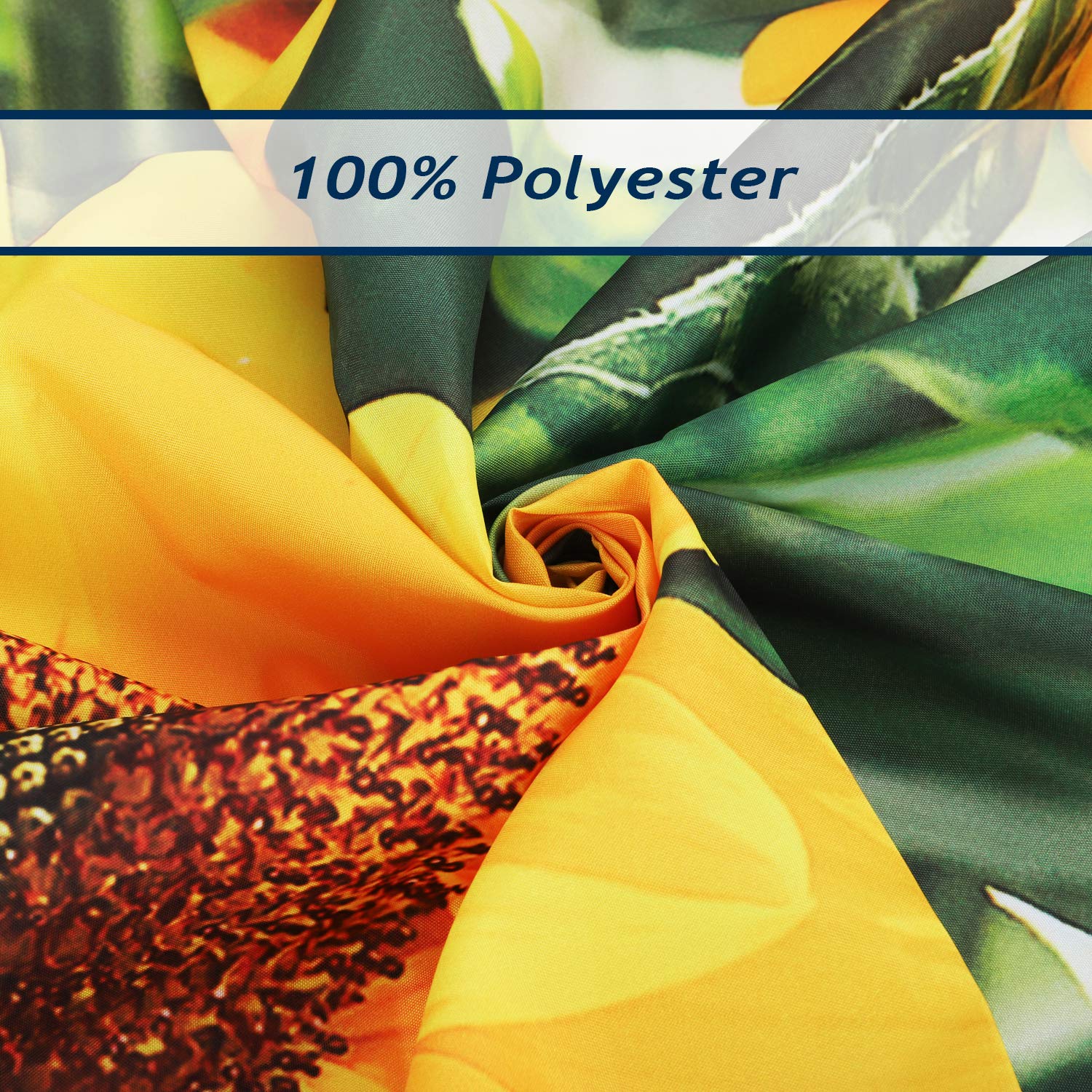 Duschvorhang Sonnenblume 180x180 Cm – Wasserdicht, Schimmelfrei, Mit 12 Ringen, Aus Polyester